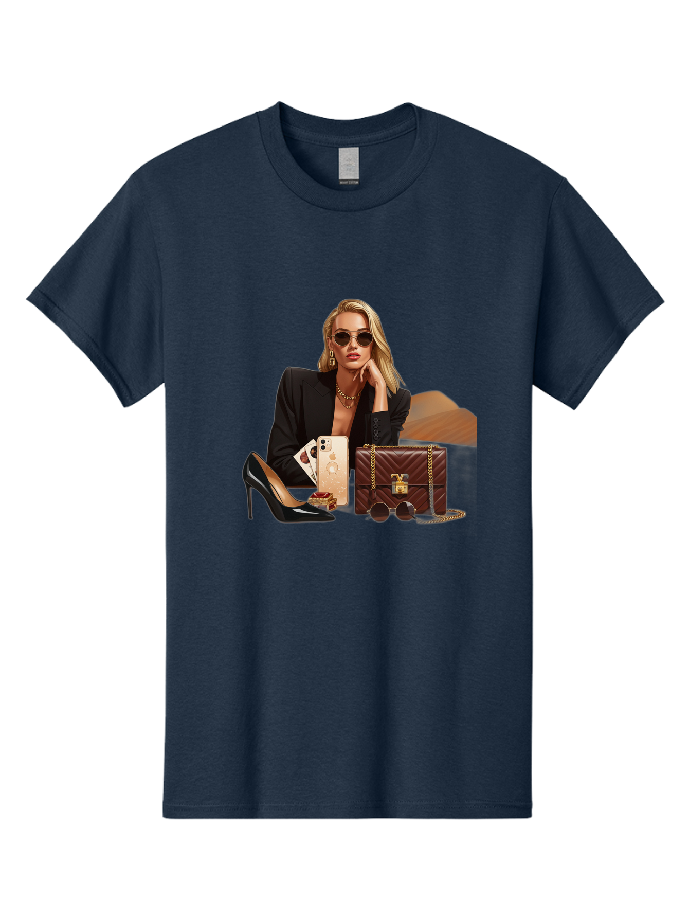 Woman-With-Luxury-Accessories Men'S Graphic Tee, 100% Cotton, Comfortable Casual Summer Wear, Machine Washable, Vintage Camera, Old Camera, Antique Camera, Black Camera, Classic Photography, Photography Equipment, Nostalgic Device, Bah395 12