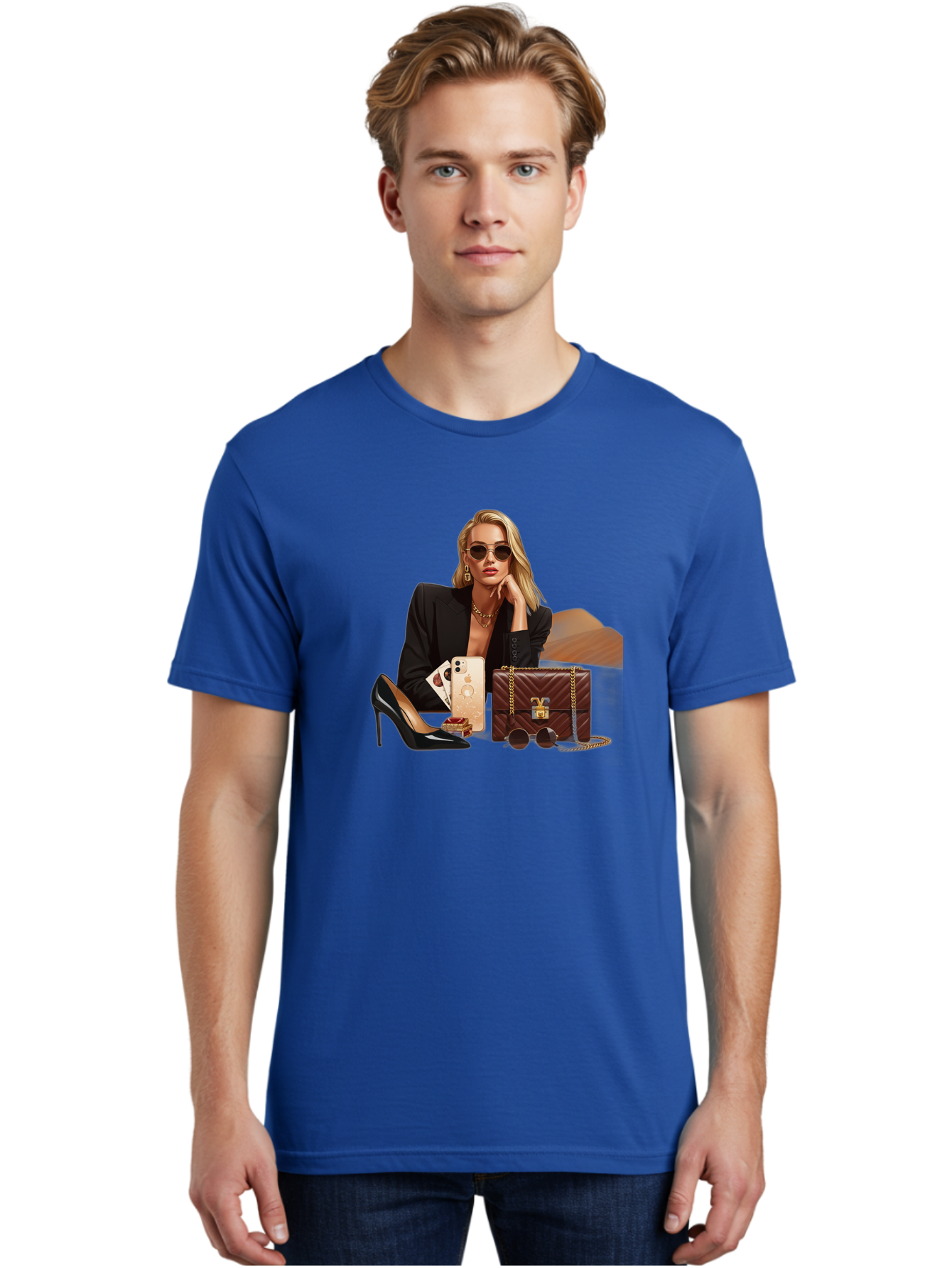Woman-With-Luxury-Accessories Men'S Graphic Tee, 100% Cotton, Comfortable Casual Summer Wear, Machine Washable, Vintage Camera, Old Camera, Antique Camera, Black Camera, Classic Photography, Photography Equipment, Nostalgic Device, Bah395 30