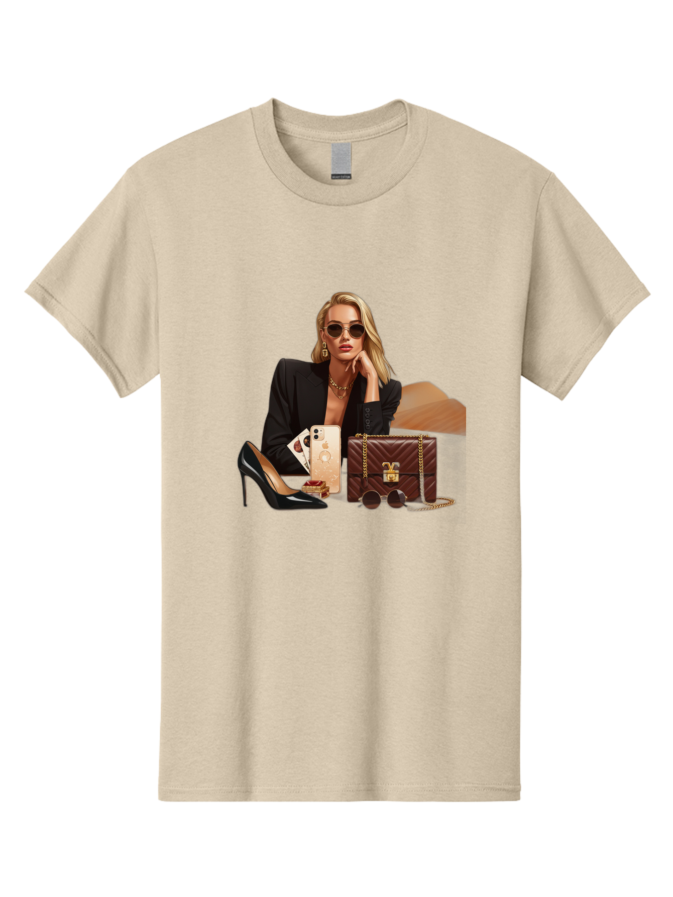 Woman-With-Luxury-Accessories Men'S Graphic Tee, 100% Cotton, Comfortable Casual Summer Wear, Machine Washable, Vintage Camera, Old Camera, Antique Camera, Black Camera, Classic Photography, Photography Equipment, Nostalgic Device, Bah395 5