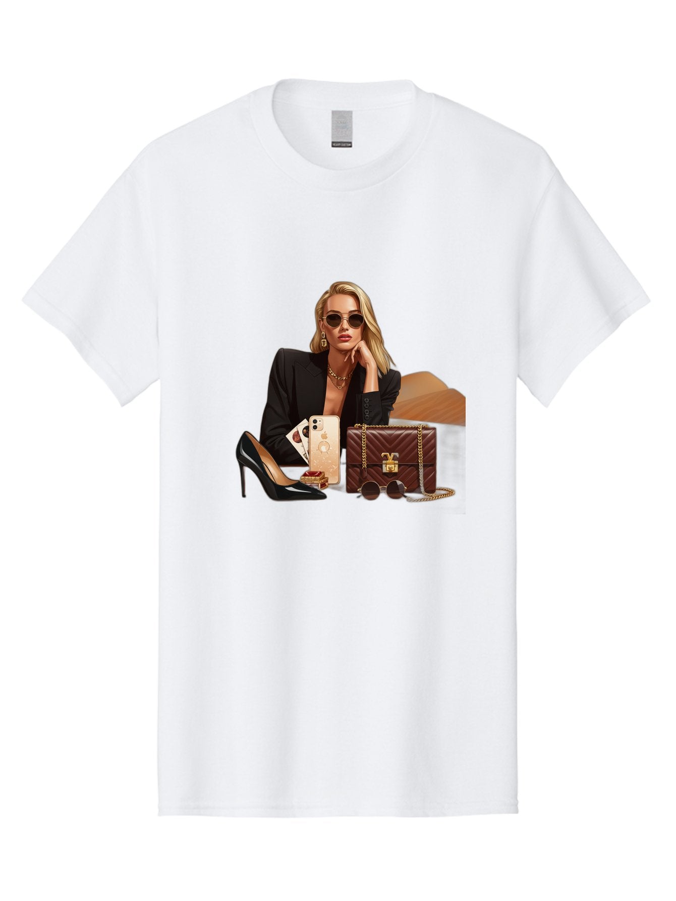 Woman-With-Luxury-Accessories Men'S Graphic Tee, 100% Cotton, Comfortable Casual Summer Wear, Machine Washable, Vintage Camera, Old Camera, Antique Camera, Black Camera, Classic Photography, Photography Equipment, Nostalgic Device, Bah395 6