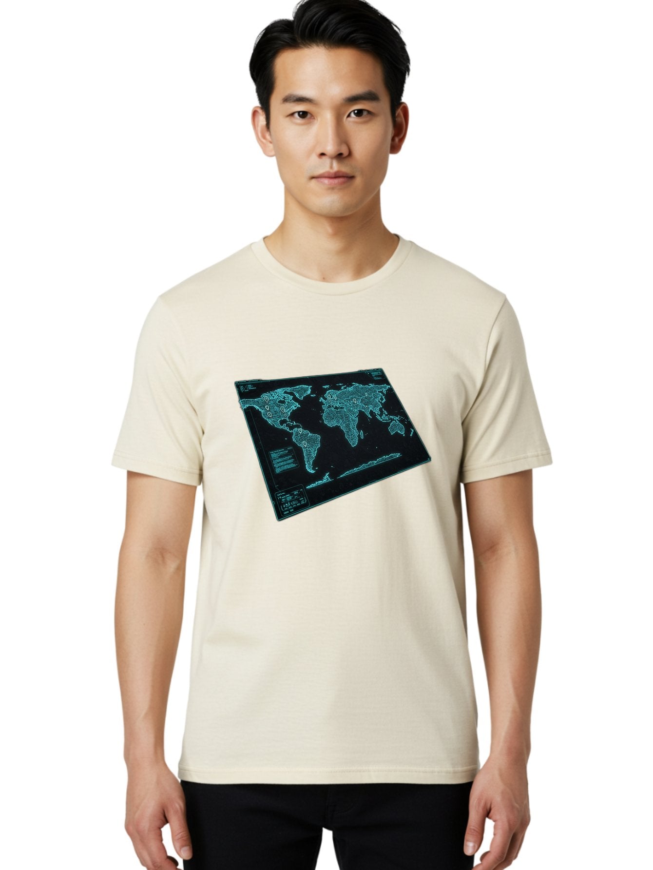World-Map-1 Men'S Graphic Tee, 100% Cotton, Comfortable Casual Summer Wear, Machine Washable, Vintage Camera, Old Camera, Antique Camera, Black Camera, Classic Photography, Photography Equipment, Nostalgic Device, Film Camera, Camera Art Bah402 19