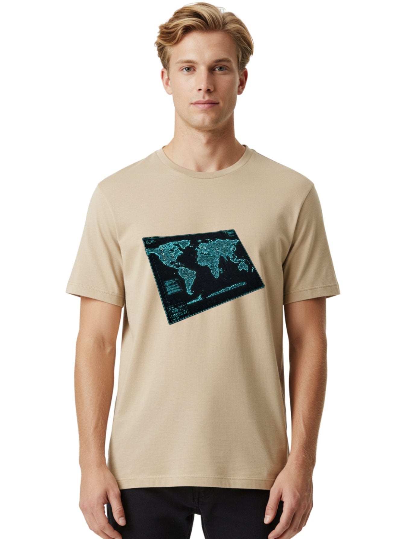 World-Map-1 Men'S Graphic Tee, 100% Cotton, Comfortable Casual Summer Wear, Machine Washable, Vintage Camera, Old Camera, Antique Camera, Black Camera, Classic Photography, Photography Equipment, Nostalgic Device, Film Camera, Camera Art Bah402 28