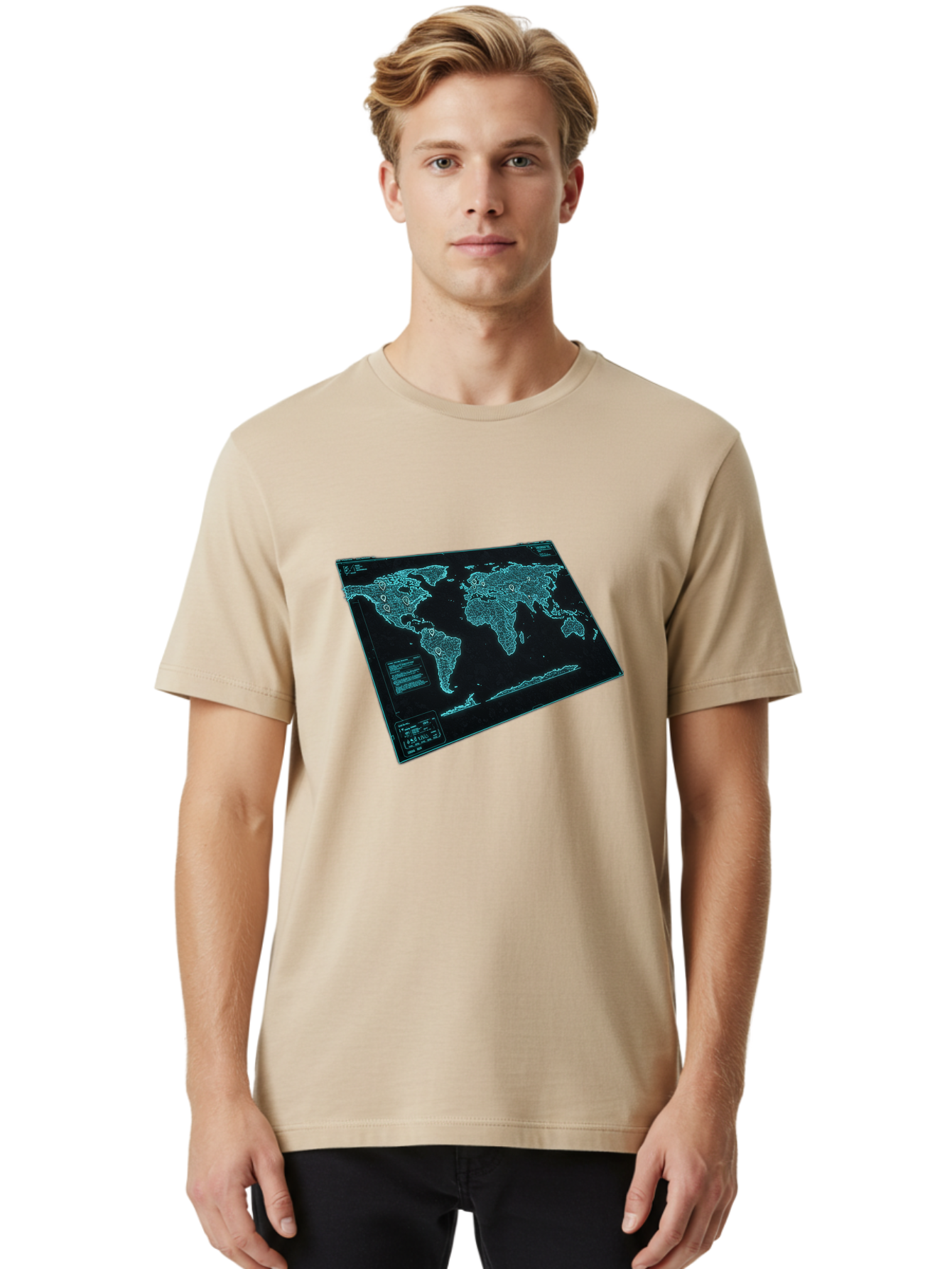 World-Map-1 Men'S Graphic Tee, 100% Cotton, Comfortable Casual Summer Wear, Machine Washable, Vintage Camera, Old Camera, Antique Camera, Black Camera, Classic Photography, Photography Equipment, Nostalgic Device, Film Camera, Camera Art Bah402 18