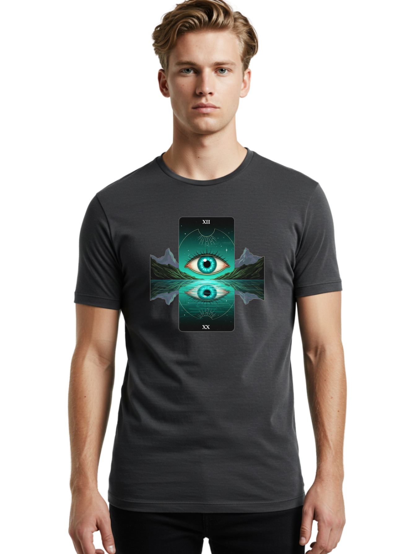 Xii-The-Moon-Tarot-Card Men'S Graphic Tee, 100% Cotton, Comfortable Casual Summer Wear, Machine Washable, Vintage Camera, Old Camera, Antique Camera, Black Camera, Classic Photography, Photography Equipment, Nostalgic Device, Film Camera, Bah407 29