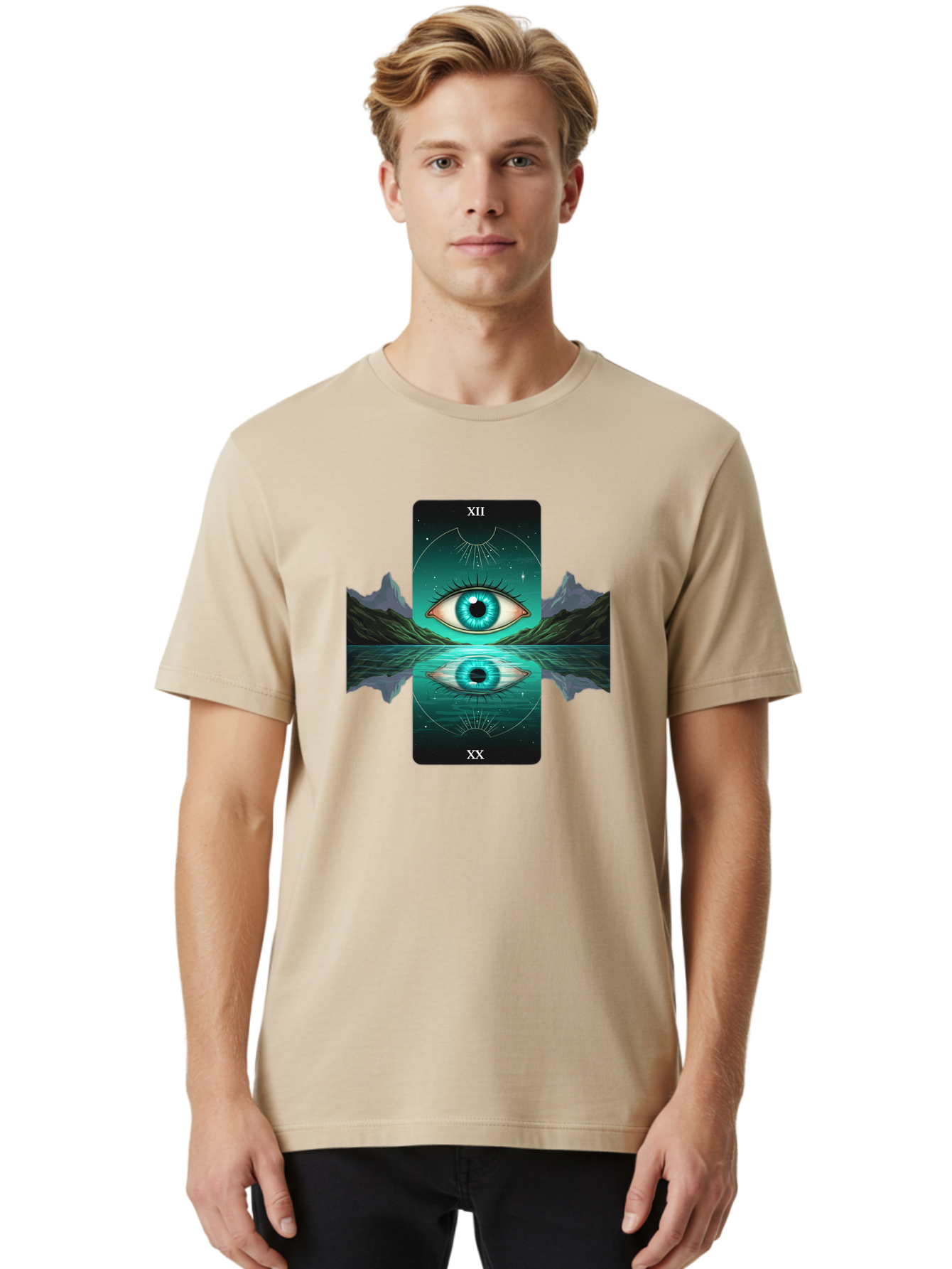Xii-The-Moon-Tarot-Card Men'S Graphic Tee, 100% Cotton, Comfortable Casual Summer Wear, Machine Washable, Vintage Camera, Old Camera, Antique Camera, Black Camera, Classic Photography, Photography Equipment, Nostalgic Device, Film Camera, Bah407 24