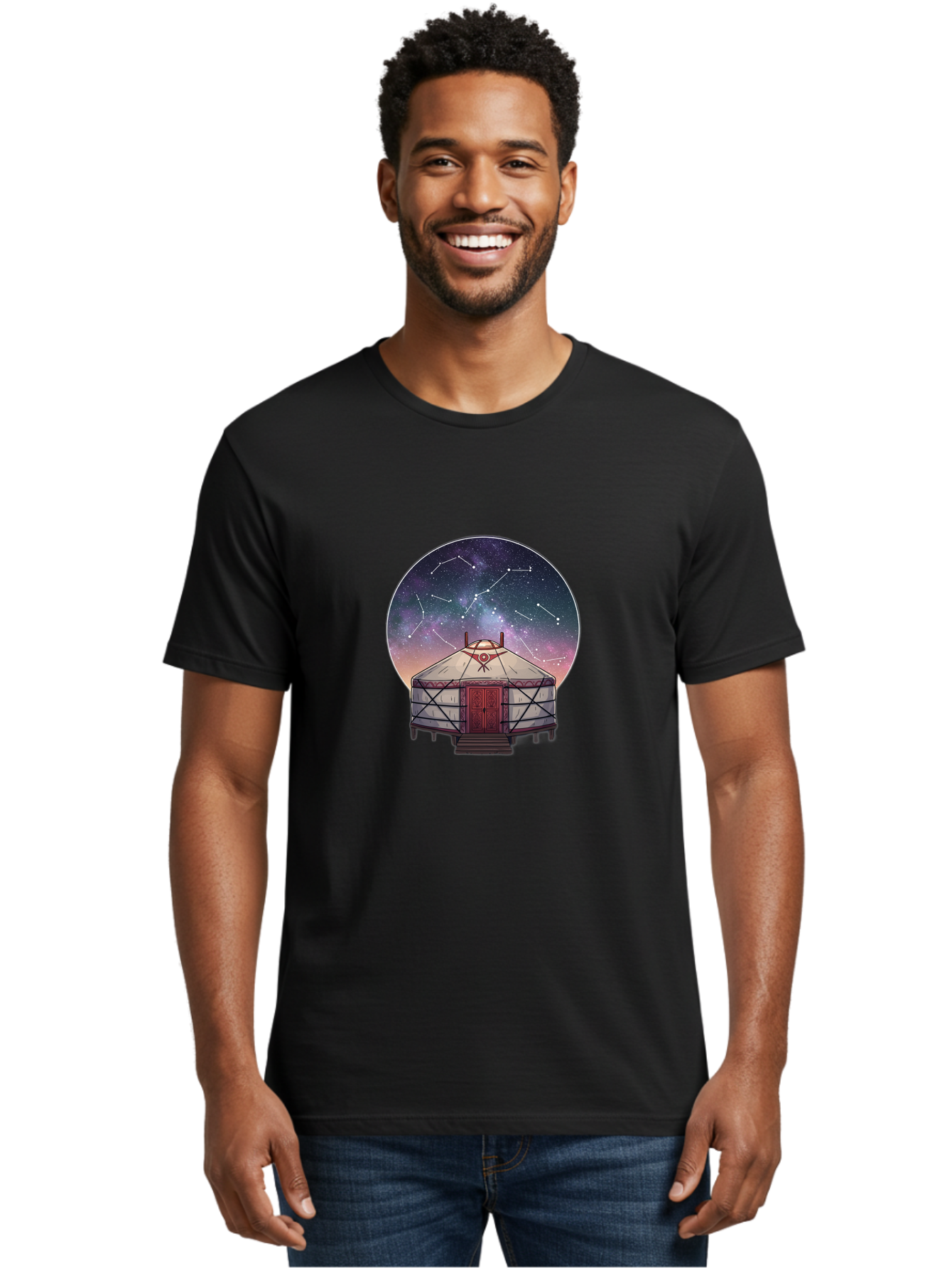 Yurt-Under-Constellations Men'S Graphic Tee, 100% Cotton, Comfortable Casual Summer Wear, Machine Washable, Vintage Camera, Old Camera, Antique Camera, Black Camera, Classic Photography, Photography Equipment, Nostalgic Device, Film Camera, Bah411 26