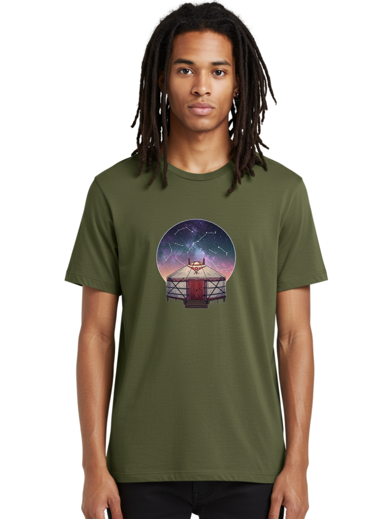 Yurt-Under-Constellations Men'S Graphic Tee, 100% Cotton, Comfortable Casual Summer Wear, Machine Washable, Vintage Camera, Old Camera, Antique Camera, Black Camera, Classic Photography, Photography Equipment, Nostalgic Device, Film Camera, Bah411 17