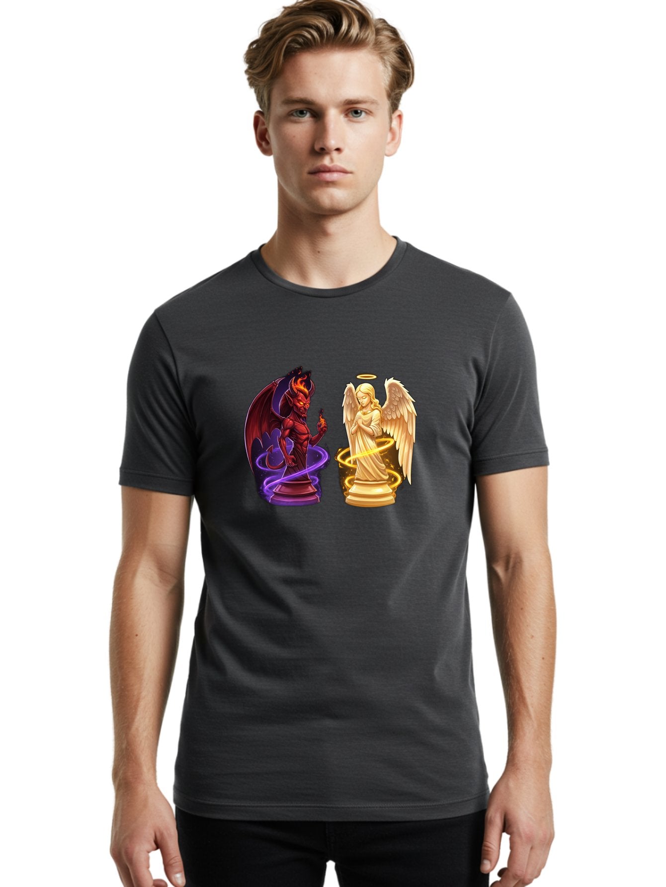 Angel-And-Demon Men'S Graphic Tee, 100% Cotton, Comfortable Casual Summer Wear, Machine Washable, Vintage Camera, Old Camera, Antique Camera, Black Camera, Classic Photography, Photography Equipment, Nostalgic Device, Film Camera, Camera Art Bah423 17