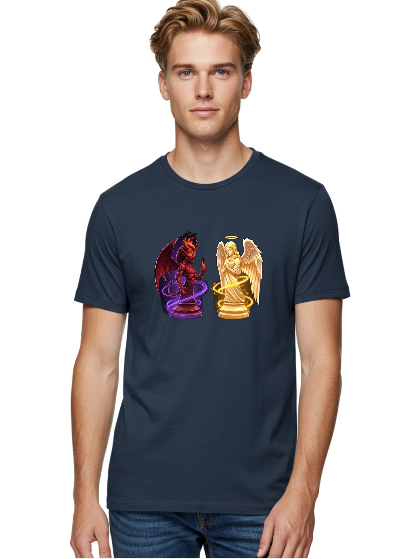 Angel-And-Demon Men'S Graphic Tee, 100% Cotton, Comfortable Casual Summer Wear, Machine Washable, Vintage Camera, Old Camera, Antique Camera, Black Camera, Classic Photography, Photography Equipment, Nostalgic Device, Film Camera, Camera Art Bah423 23