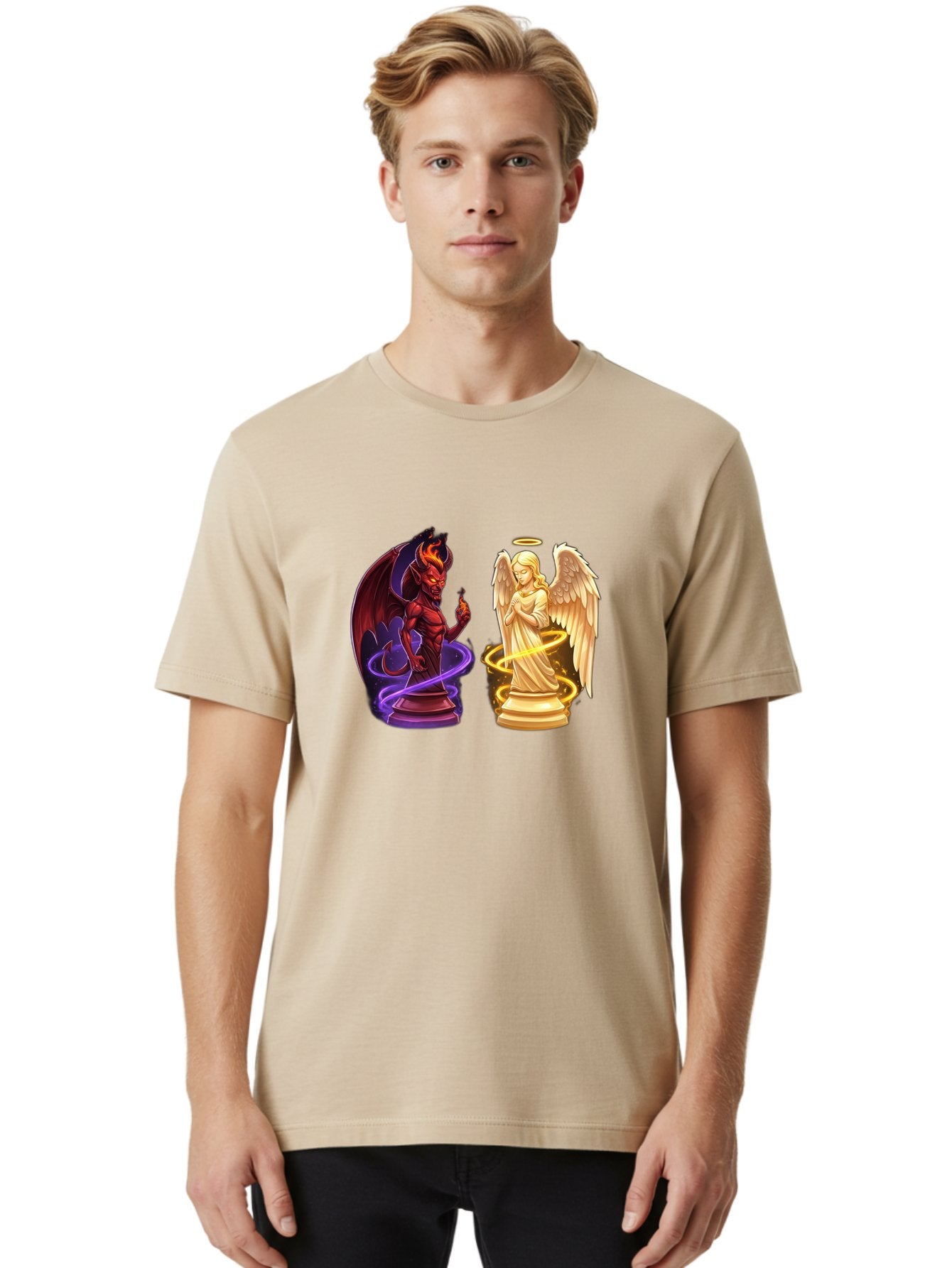 Angel-And-Demon Men'S Graphic Tee, 100% Cotton, Comfortable Casual Summer Wear, Machine Washable, Vintage Camera, Old Camera, Antique Camera, Black Camera, Classic Photography, Photography Equipment, Nostalgic Device, Film Camera, Camera Art Bah423 24