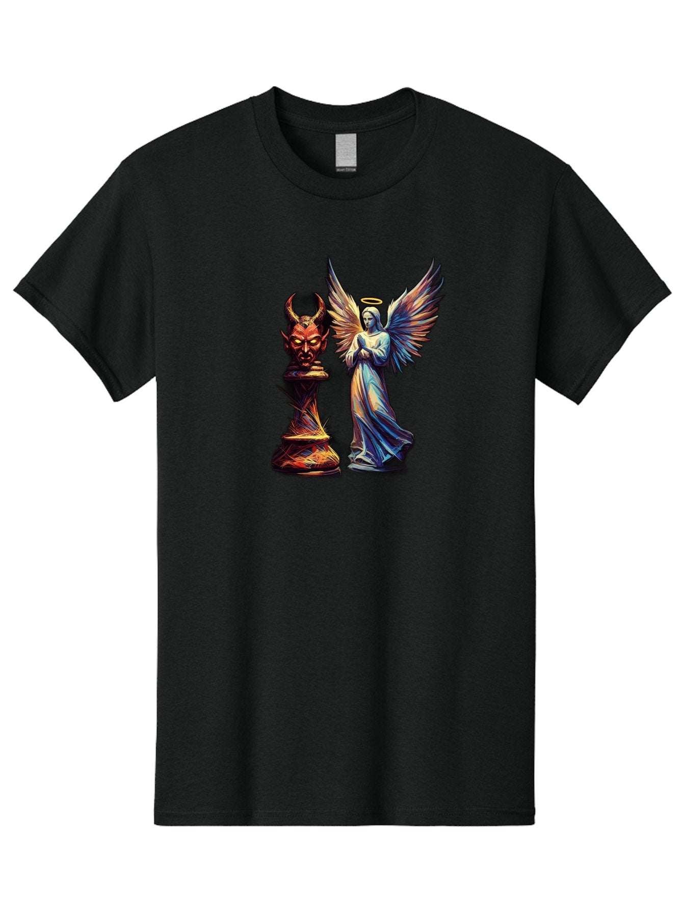 Angel-And-Devil-Chess-Pieces Men'S Graphic Tee, 100% Cotton, Comfortable Casual Summer Wear, Machine Washable, Vintage Camera, Old Camera, Antique Camera, Black Camera, Classic Photography, Photography Equipment, Nostalgic Device, Film Camera, Bah424 7