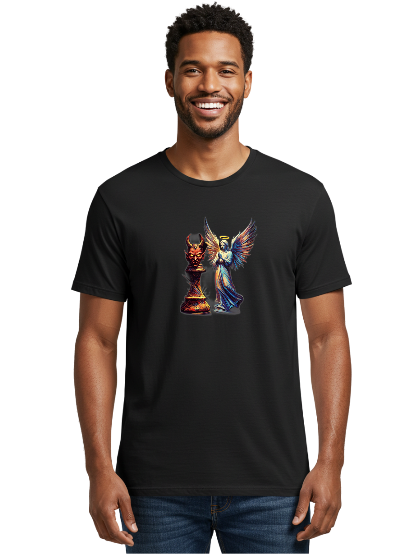 Angel-And-Devil-Chess-Pieces Men'S Graphic Tee, 100% Cotton, Comfortable Casual Summer Wear, Machine Washable, Vintage Camera, Old Camera, Antique Camera, Black Camera, Classic Photography, Photography Equipment, Nostalgic Device, Film Camera, Bah424 28