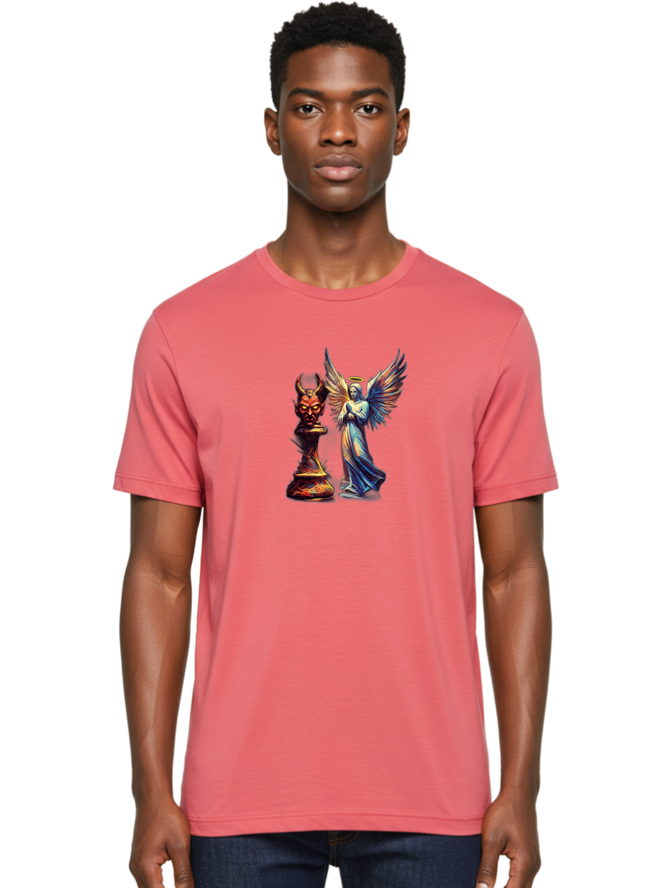 Angel-And-Devil-Chess-Pieces Men'S Graphic Tee, 100% Cotton, Comfortable Casual Summer Wear, Machine Washable, Vintage Camera, Old Camera, Antique Camera, Black Camera, Classic Photography, Photography Equipment, Nostalgic Device, Film Camera, Bah424 26