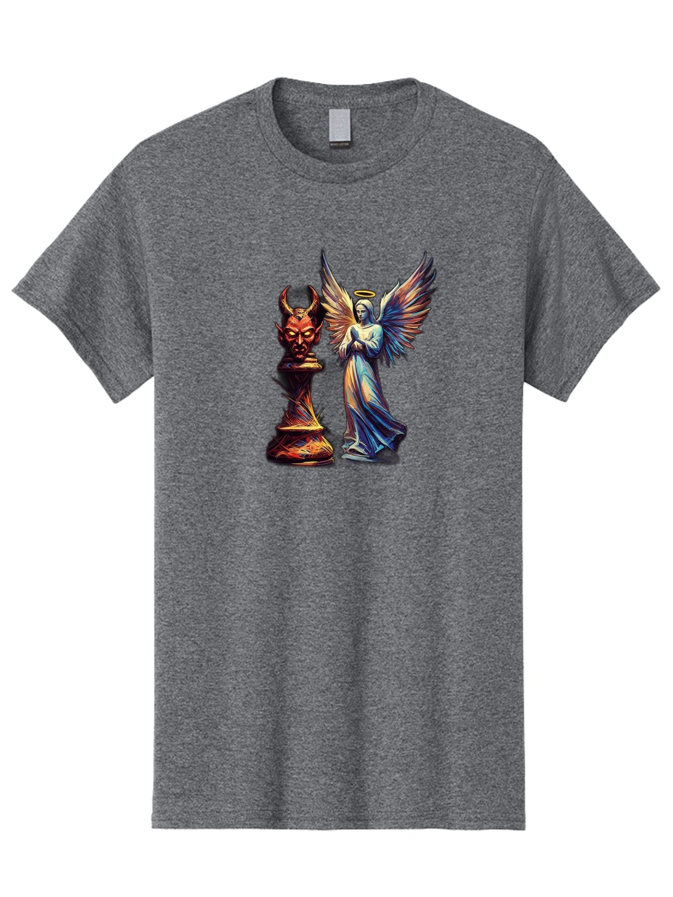 Angel-And-Devil-Chess-Pieces Men'S Graphic Tee, 100% Cotton, Comfortable Casual Summer Wear, Machine Washable, Vintage Camera, Old Camera, Antique Camera, Black Camera, Classic Photography, Photography Equipment, Nostalgic Device, Film Camera, Bah424 6