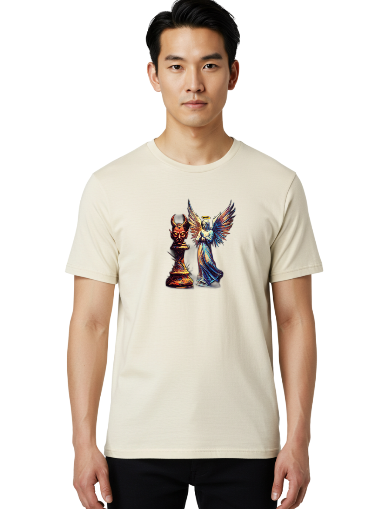 Angel-And-Devil-Chess-Pieces Men'S Graphic Tee, 100% Cotton, Comfortable Casual Summer Wear, Machine Washable, Vintage Camera, Old Camera, Antique Camera, Black Camera, Classic Photography, Photography Equipment, Nostalgic Device, Film Camera, Bah424 27