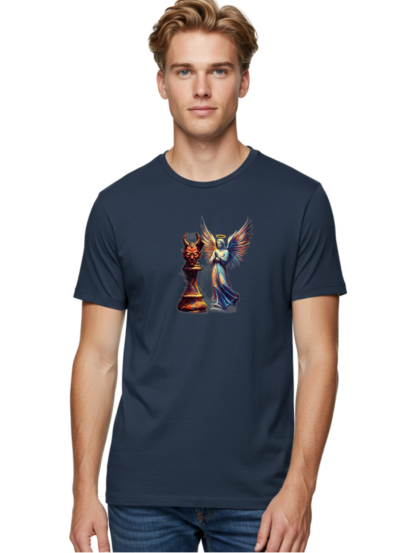 Angel-And-Devil-Chess-Pieces Men'S Graphic Tee, 100% Cotton, Comfortable Casual Summer Wear, Machine Washable, Vintage Camera, Old Camera, Antique Camera, Black Camera, Classic Photography, Photography Equipment, Nostalgic Device, Film Camera, Bah424 18