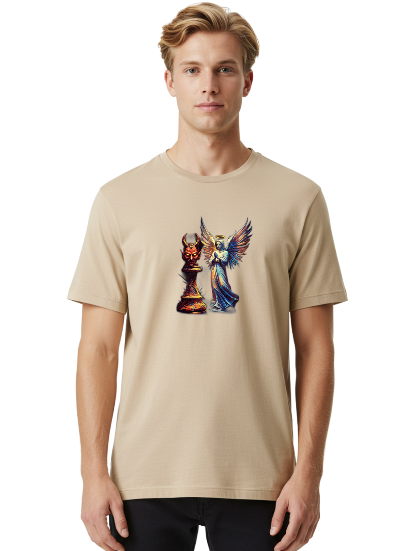 Angel-And-Devil-Chess-Pieces Men'S Graphic Tee, 100% Cotton, Comfortable Casual Summer Wear, Machine Washable, Vintage Camera, Old Camera, Antique Camera, Black Camera, Classic Photography, Photography Equipment, Nostalgic Device, Film Camera, Bah424 21