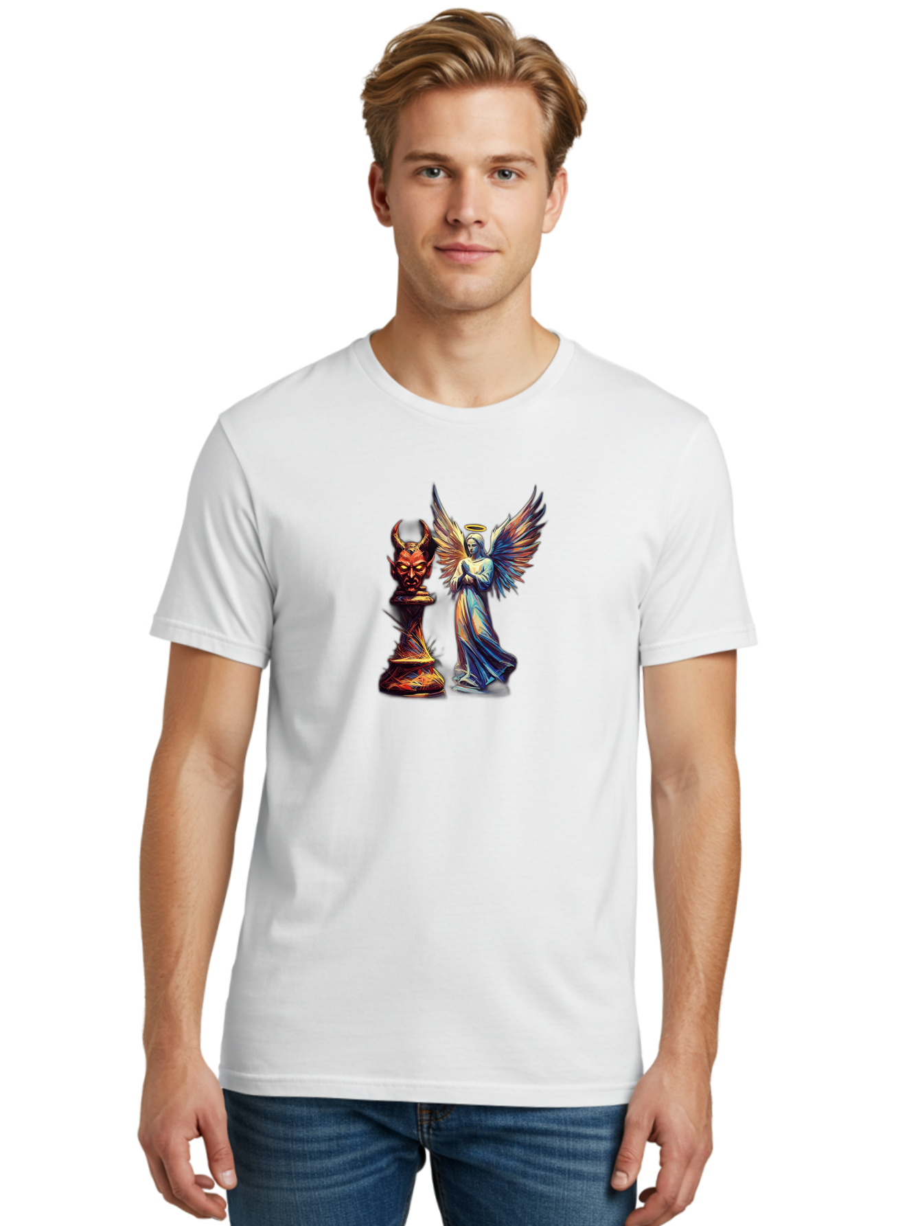 Angel-And-Devil-Chess-Pieces Men'S Graphic Tee, 100% Cotton, Comfortable Casual Summer Wear, Machine Washable, Vintage Camera, Old Camera, Antique Camera, Black Camera, Classic Photography, Photography Equipment, Nostalgic Device, Film Camera, Bah424 29