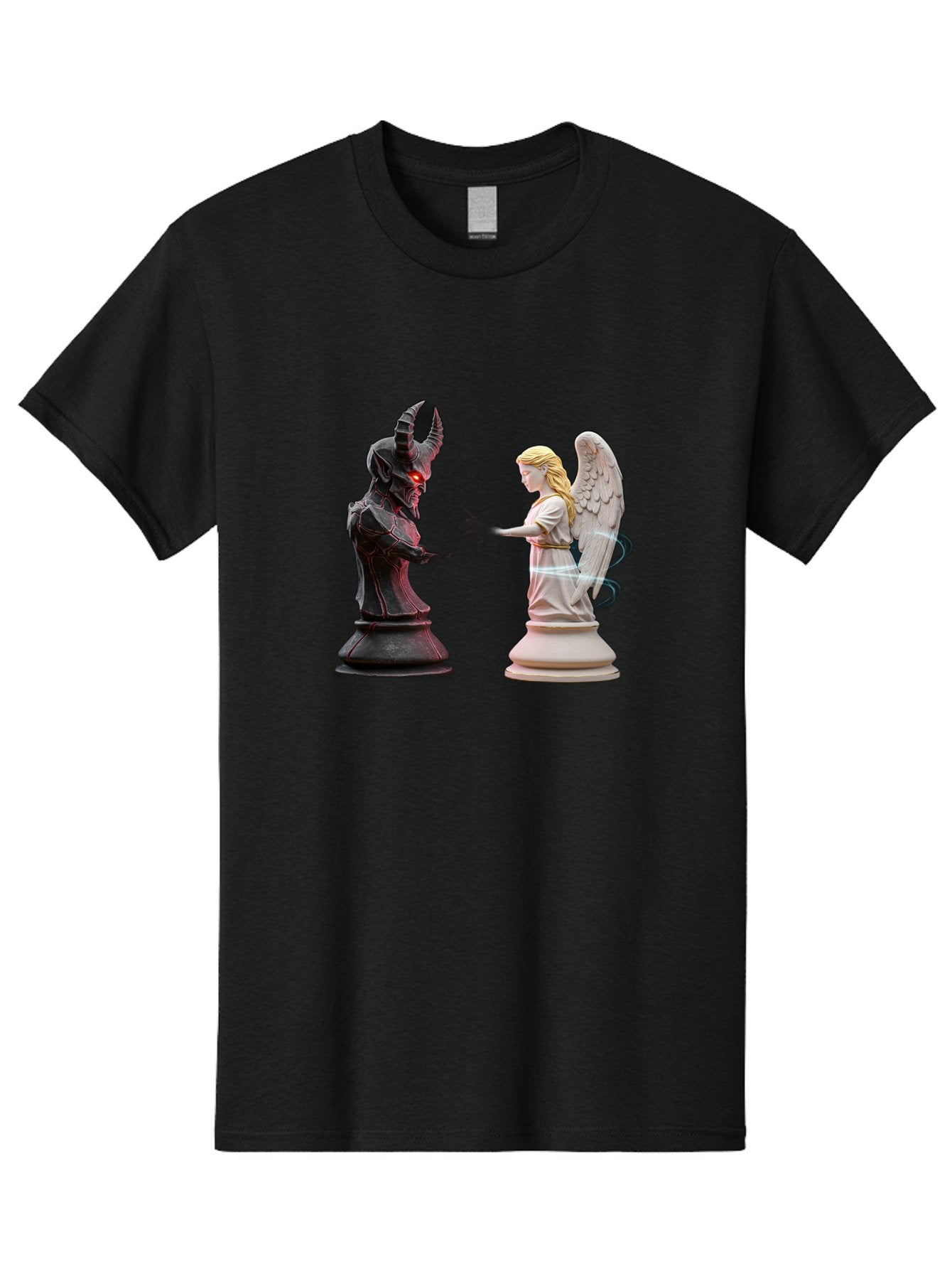 Angel-Vs-Demon-Chess Men'S Graphic Tee, 100% Cotton, Comfortable Casual Summer Wear, Machine Washable, Vintage Camera, Old Camera, Antique Camera, Black Camera, Classic Photography, Photography Equipment, Nostalgic Device, Film Camera, Bah425