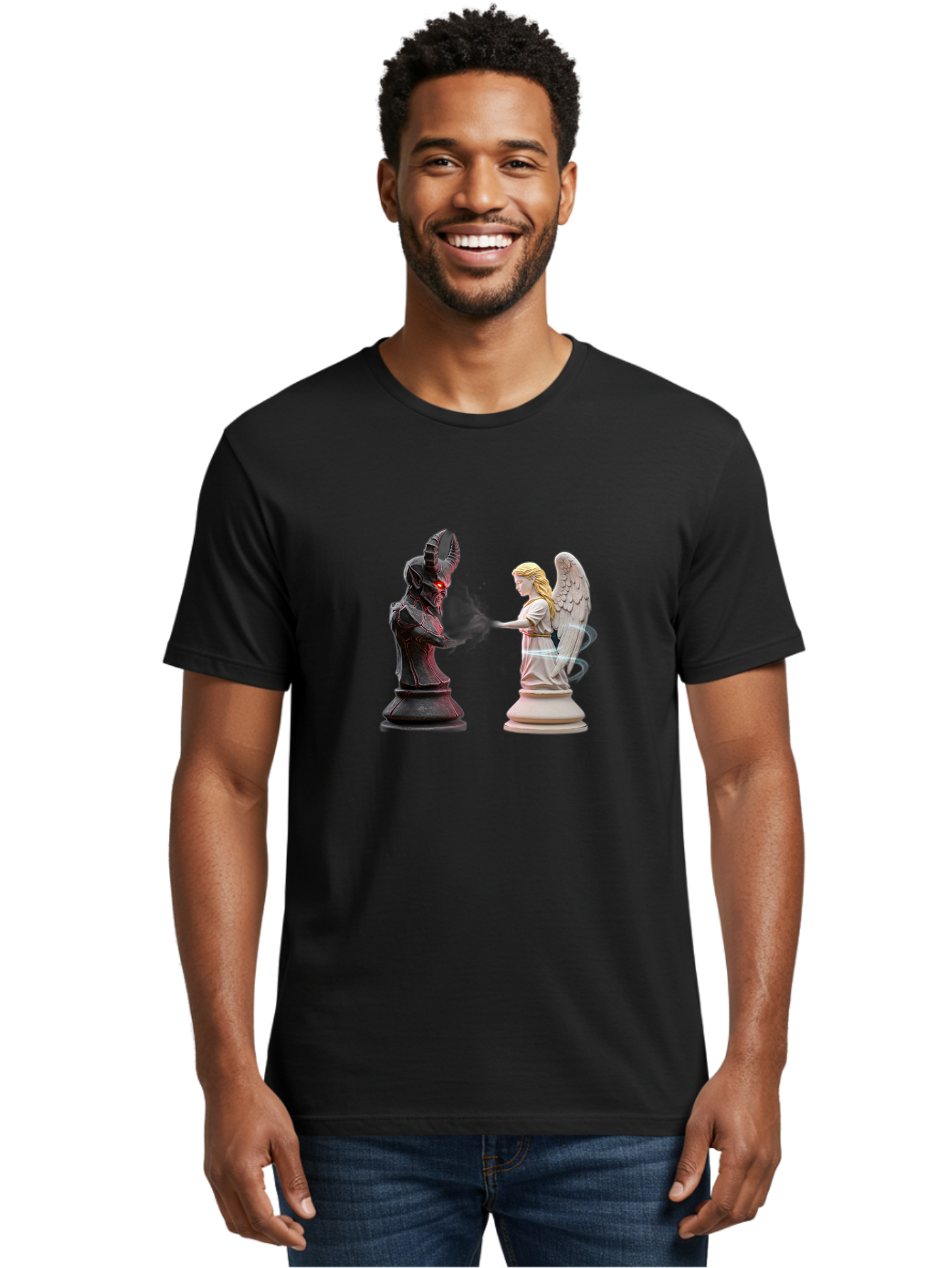 Angel-Vs-Demon-Chess Men'S Graphic Tee, 100% Cotton, Comfortable Casual Summer Wear, Machine Washable, Vintage Camera, Old Camera, Antique Camera, Black Camera, Classic Photography, Photography Equipment, Nostalgic Device, Film Camera, Bah425 26