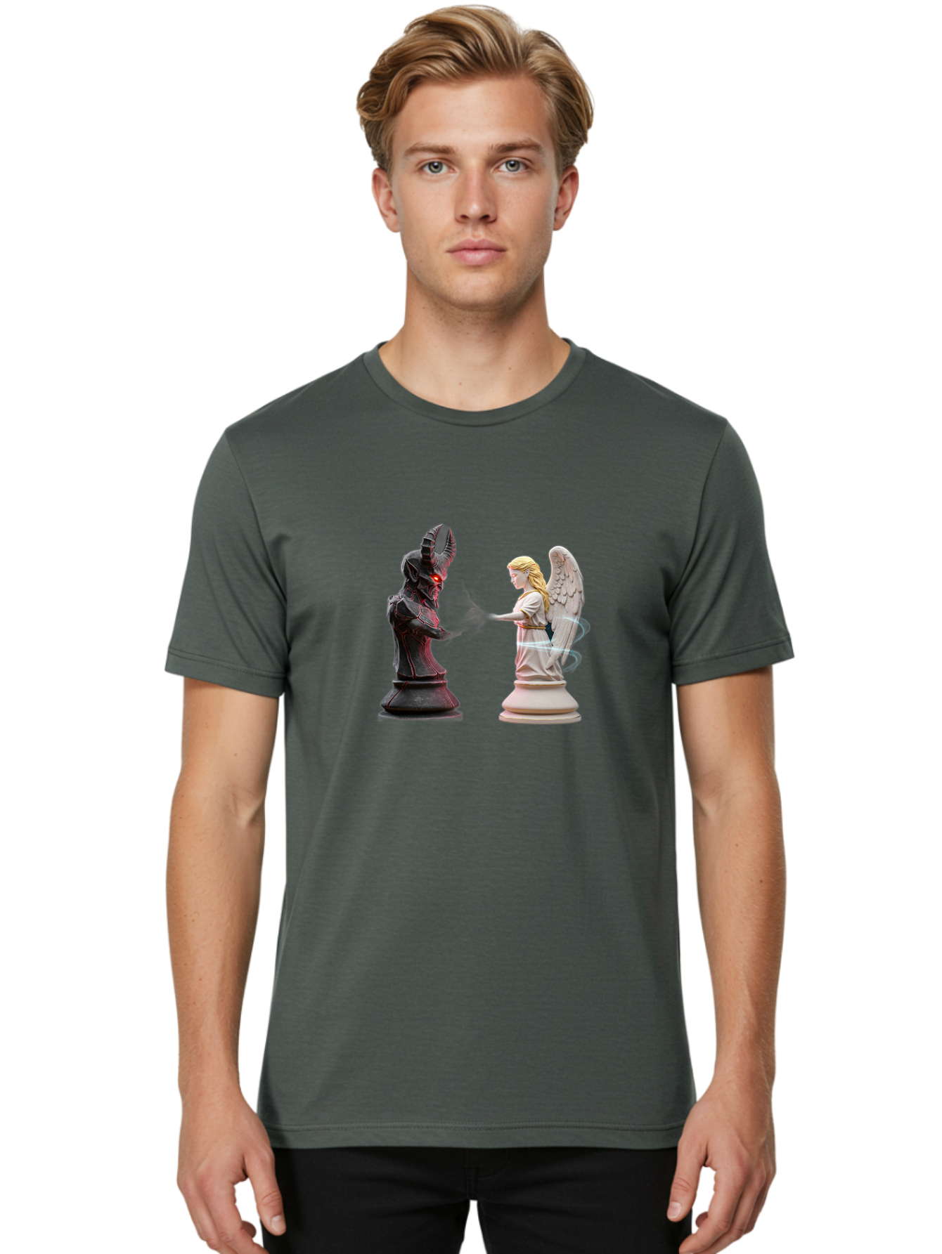 Angel-Vs-Demon-Chess Men'S Graphic Tee, 100% Cotton, Comfortable Casual Summer Wear, Machine Washable, Vintage Camera, Old Camera, Antique Camera, Black Camera, Classic Photography, Photography Equipment, Nostalgic Device, Film Camera, Bah425 22