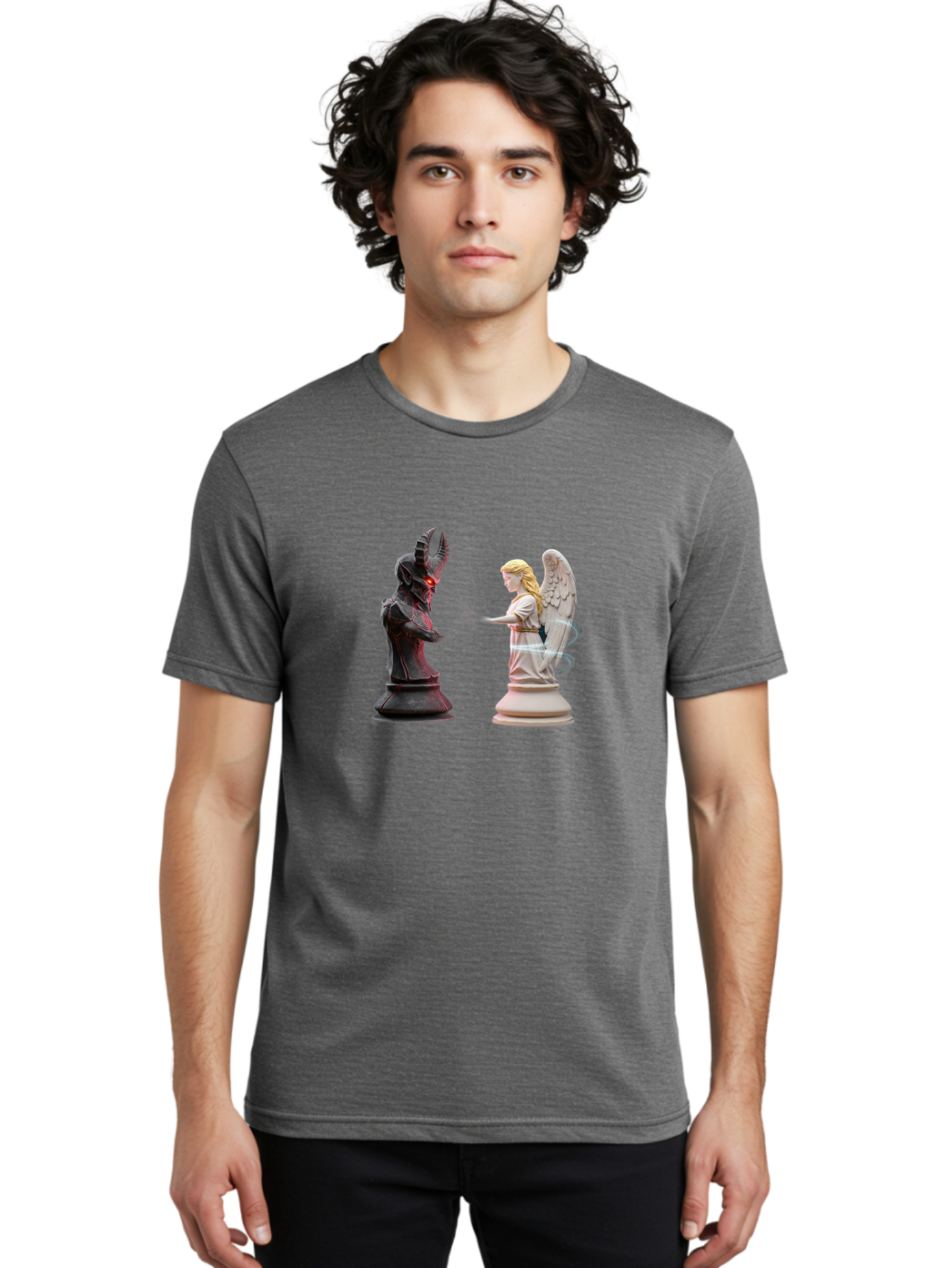 Angel-Vs-Demon-Chess Men'S Graphic Tee, 100% Cotton, Comfortable Casual Summer Wear, Machine Washable, Vintage Camera, Old Camera, Antique Camera, Black Camera, Classic Photography, Photography Equipment, Nostalgic Device, Film Camera, Bah425 27