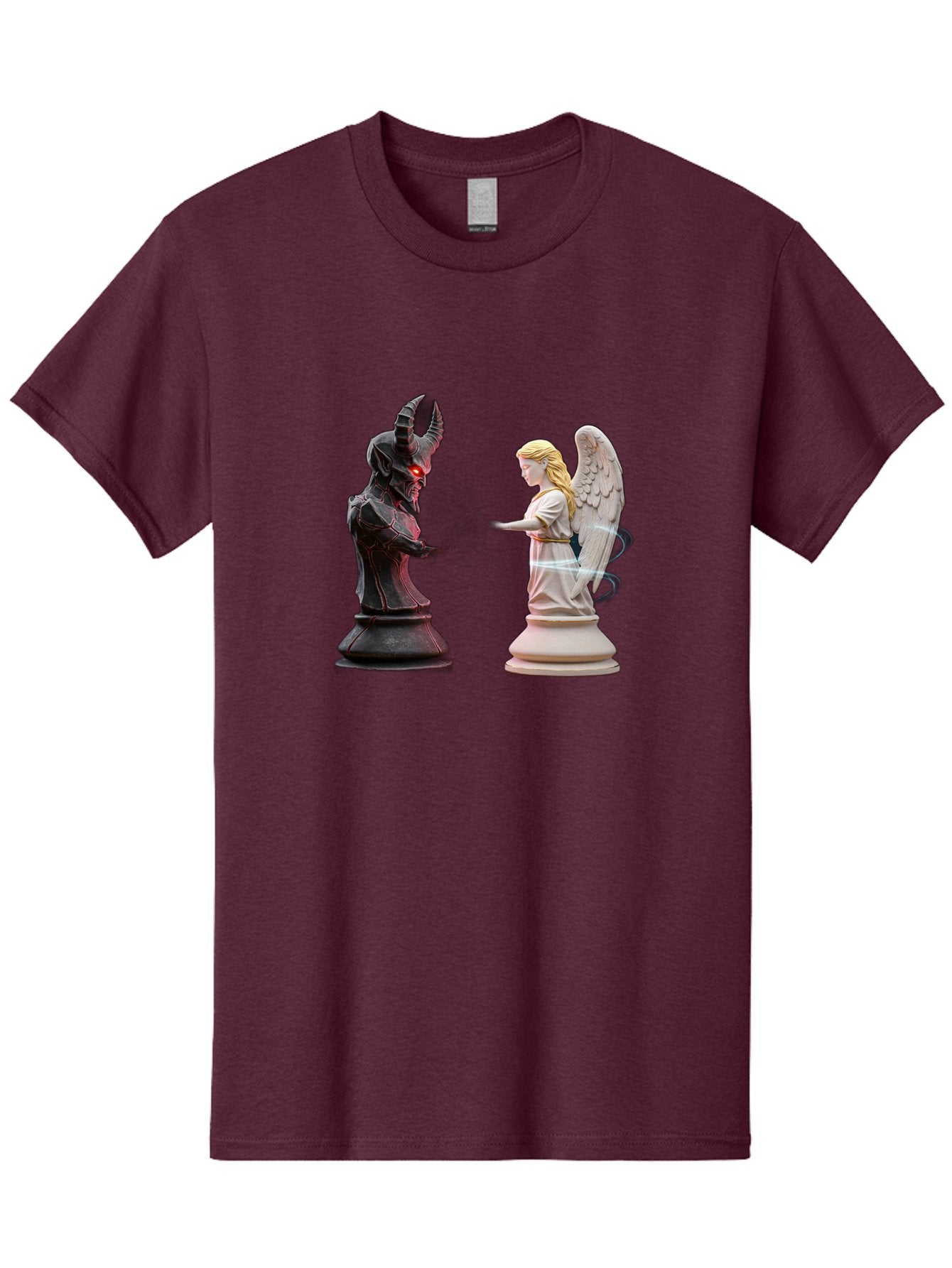 Angel-Vs-Demon-Chess Men'S Graphic Tee, 100% Cotton, Comfortable Casual Summer Wear, Machine Washable, Vintage Camera, Old Camera, Antique Camera, Black Camera, Classic Photography, Photography Equipment, Nostalgic Device, Film Camera, Bah425 9