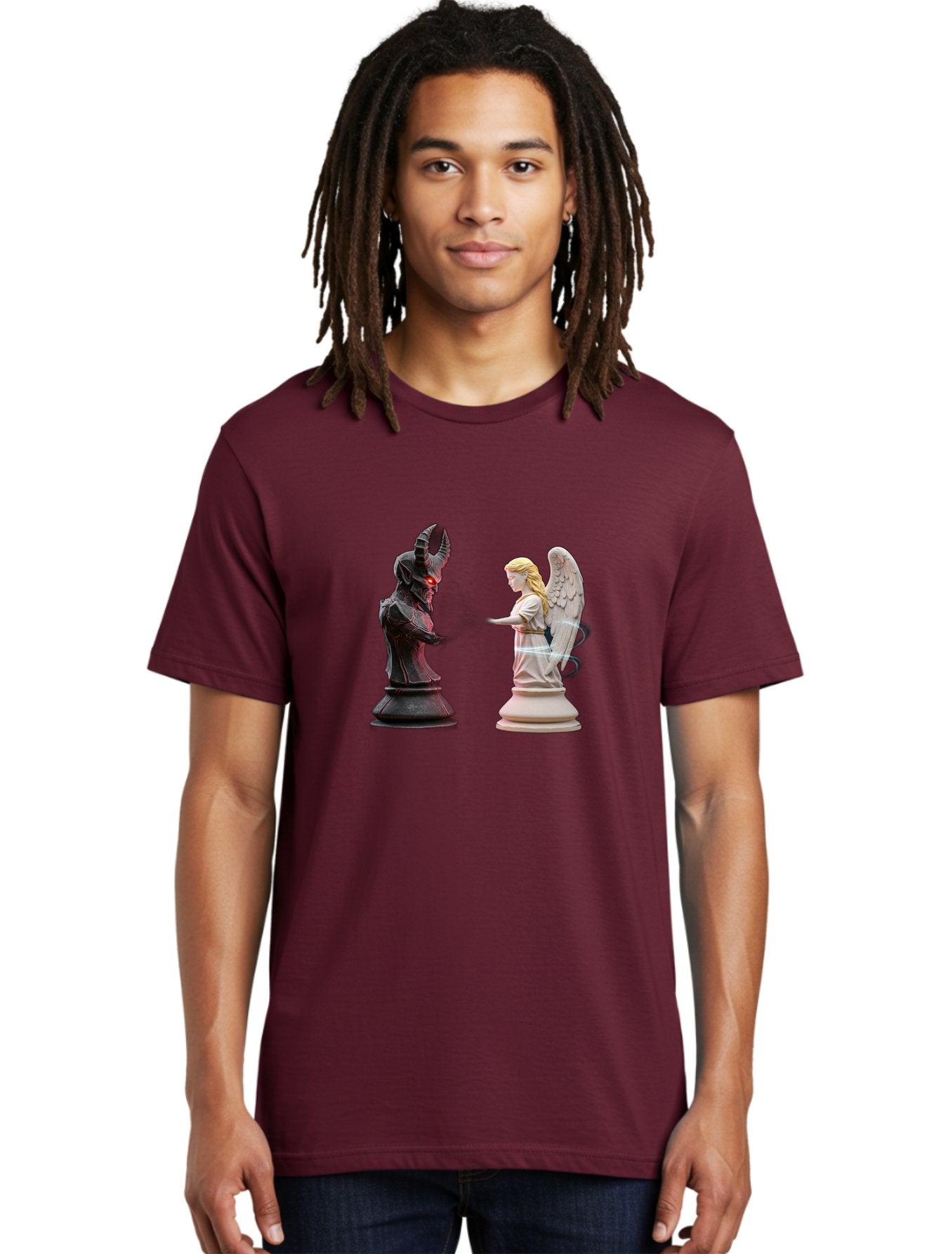 Angel-Vs-Demon-Chess Men'S Graphic Tee, 100% Cotton, Comfortable Casual Summer Wear, Machine Washable, Vintage Camera, Old Camera, Antique Camera, Black Camera, Classic Photography, Photography Equipment, Nostalgic Device, Film Camera, Bah425 26