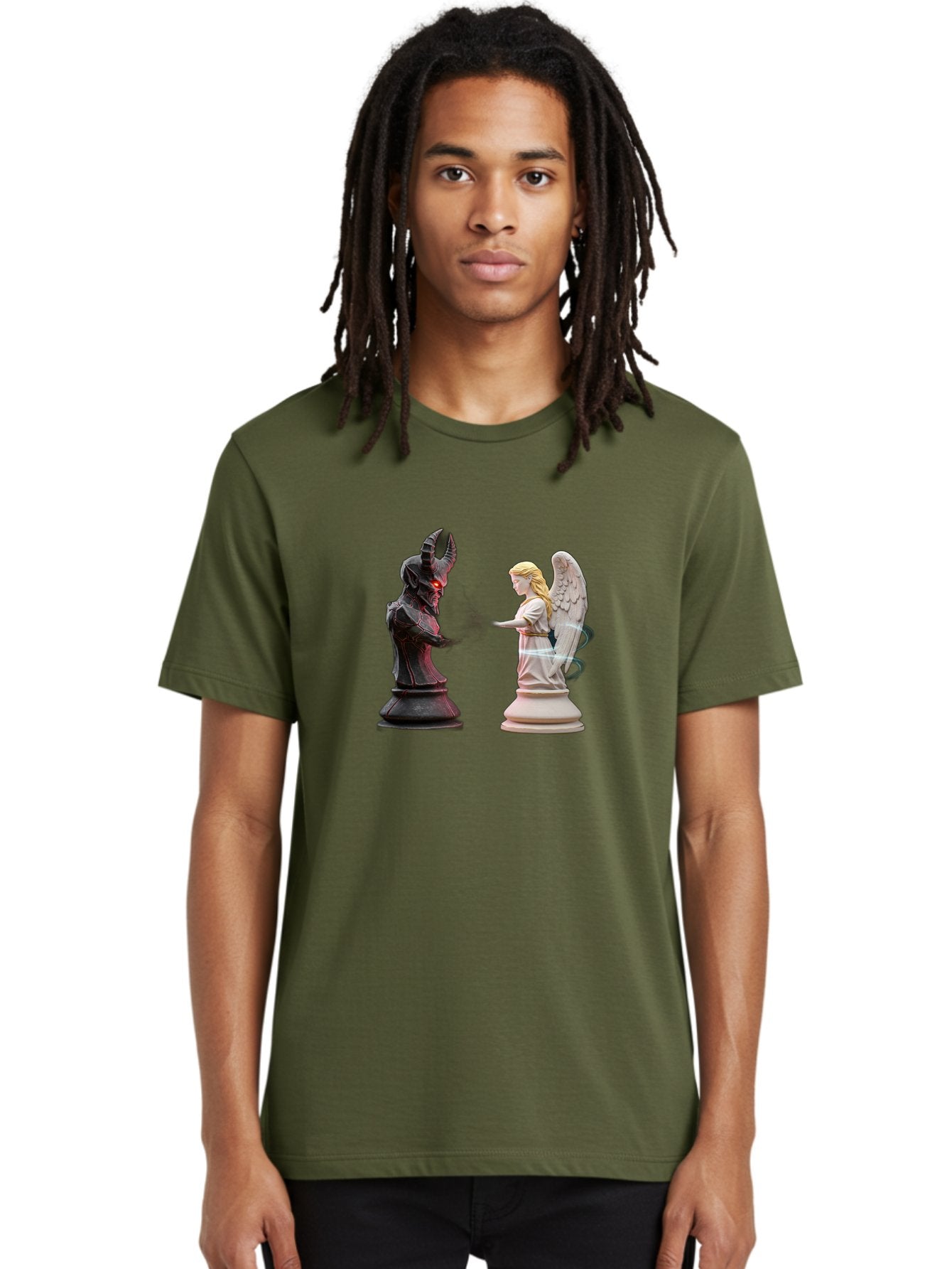 Angel-Vs-Demon-Chess Men'S Graphic Tee, 100% Cotton, Comfortable Casual Summer Wear, Machine Washable, Vintage Camera, Old Camera, Antique Camera, Black Camera, Classic Photography, Photography Equipment, Nostalgic Device, Film Camera, Bah425 17