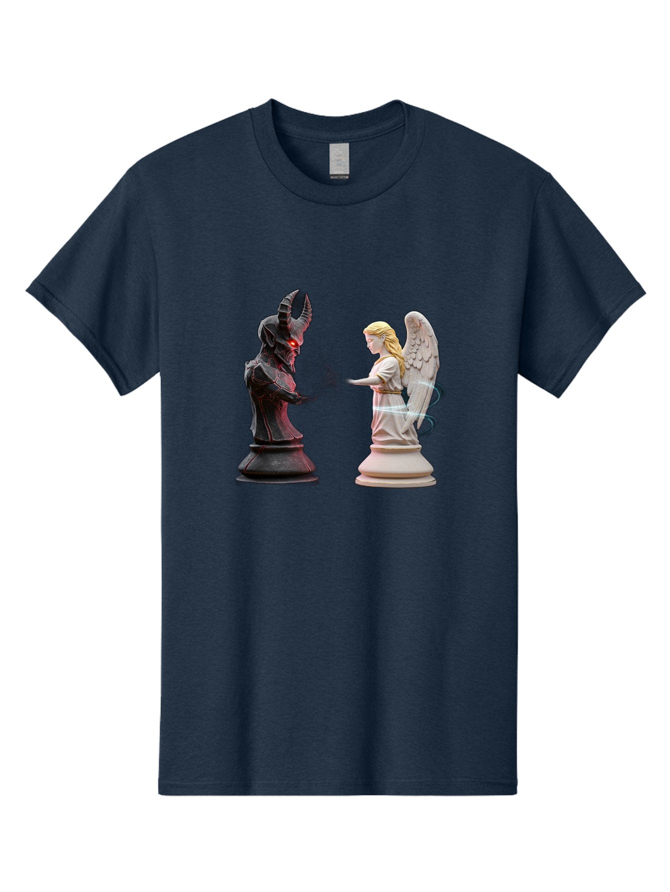 Angel-Vs-Demon-Chess Men'S Graphic Tee, 100% Cotton, Comfortable Casual Summer Wear, Machine Washable, Vintage Camera, Old Camera, Antique Camera, Black Camera, Classic Photography, Photography Equipment, Nostalgic Device, Film Camera, Bah425 5