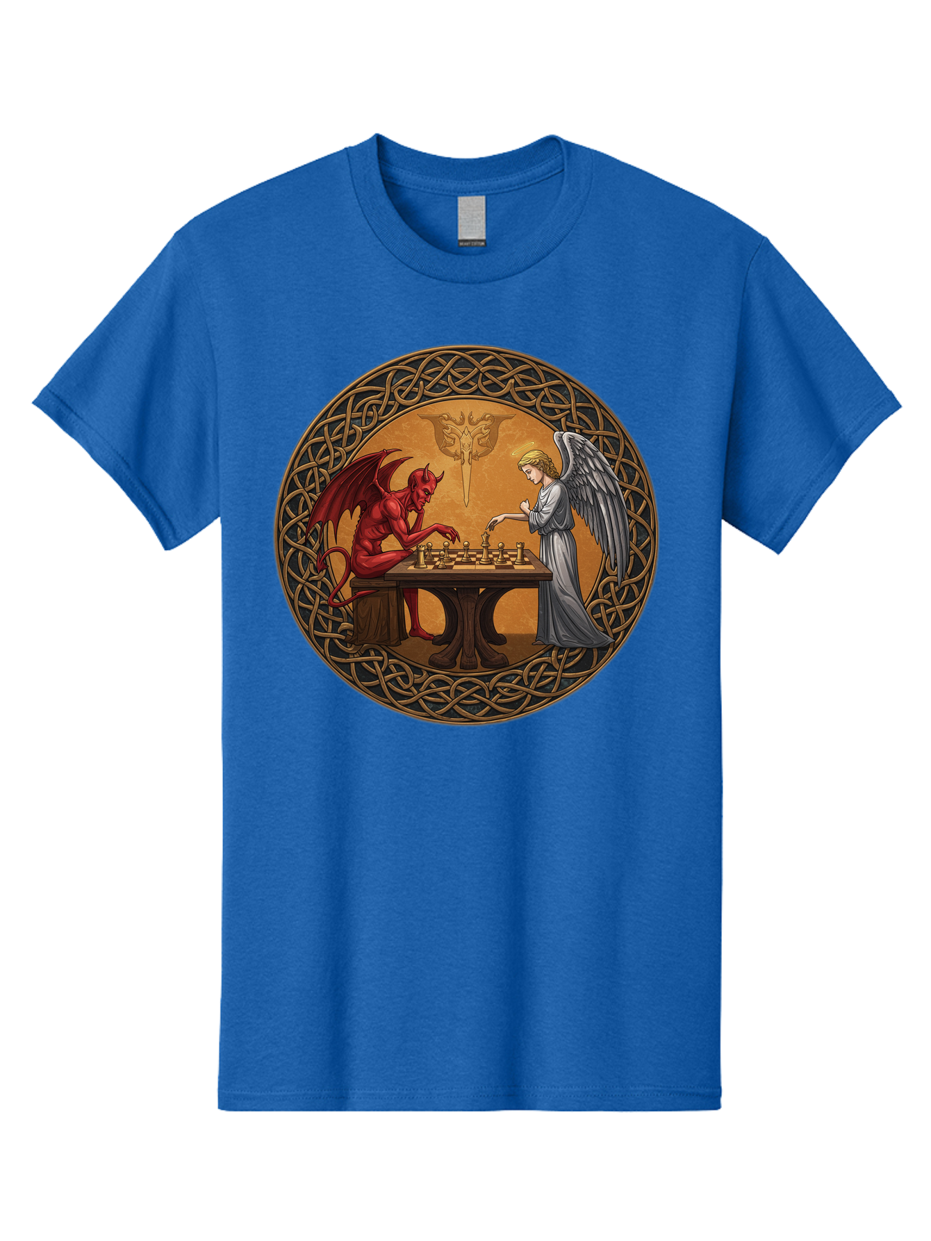Angel-Vs-Devil-Chess-2 Men'S Graphic Tee, 100% Cotton, Comfortable Casual Summer Wear, Machine Washable, Vintage Camera, Old Camera, Antique Camera, Black Camera, Classic Photography, Photography Equipment, Nostalgic Device, Film Camera, Bah427 10