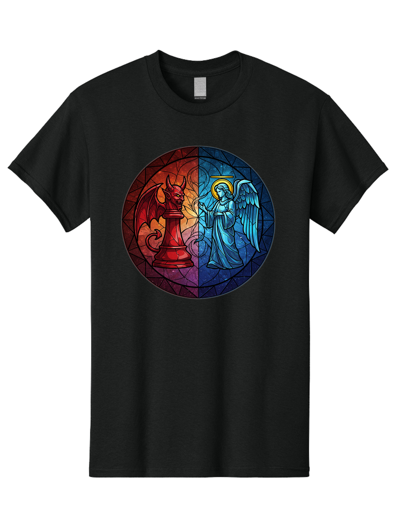 Angel-Vs-Devil-Chess-Piece Men'S Graphic Tee, 100% Cotton, Comfortable Casual Summer Wear, Machine Washable, Vintage Camera, Old Camera, Antique Camera, Black Camera, Classic Photography, Photography Equipment, Nostalgic Device, Film Camera, Bah428