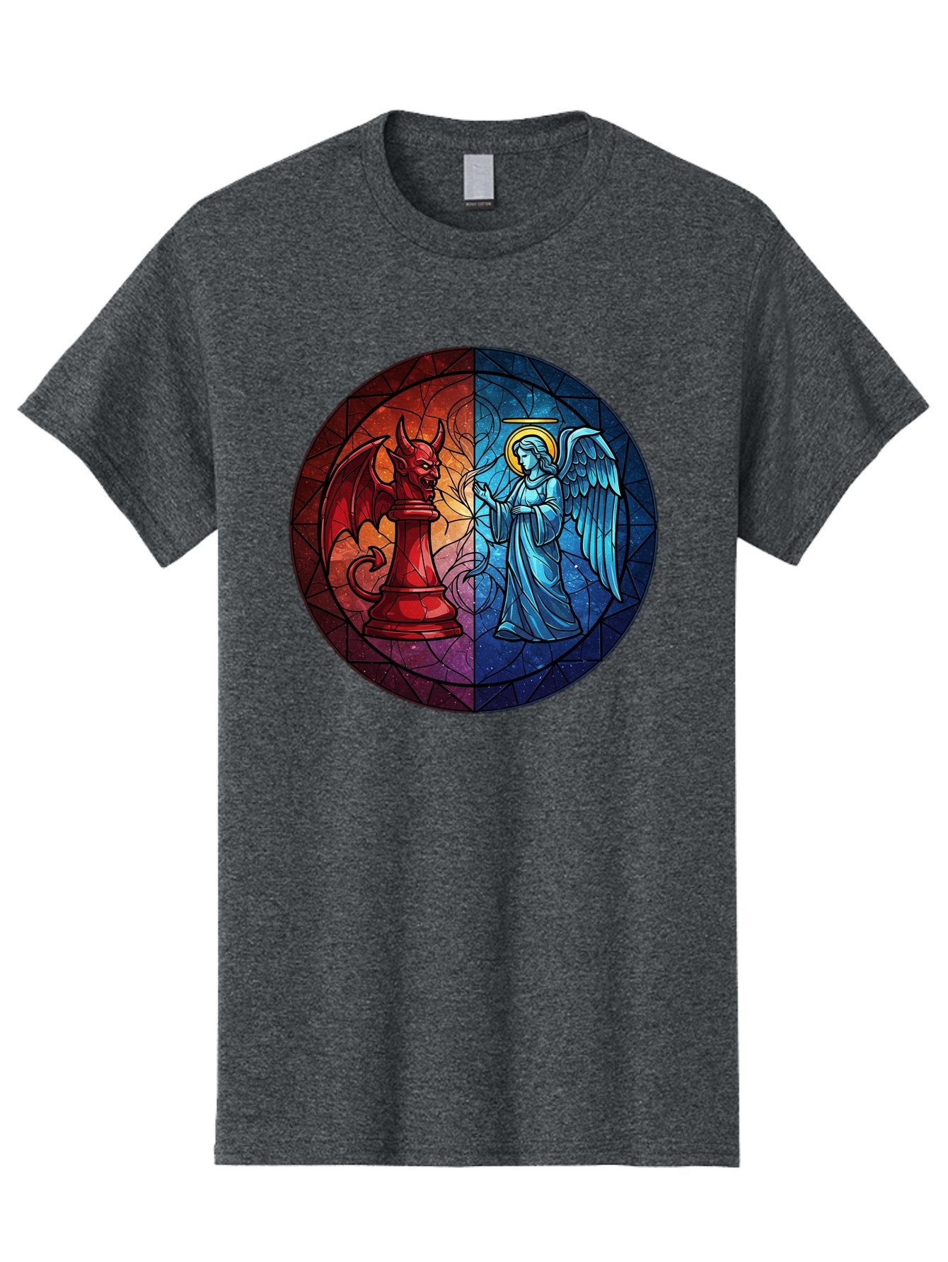 Angel-Vs-Devil-Chess-Piece Men'S Graphic Tee, 100% Cotton, Comfortable Casual Summer Wear, Machine Washable, Vintage Camera, Old Camera, Antique Camera, Black Camera, Classic Photography, Photography Equipment, Nostalgic Device, Film Camera, Bah428 13