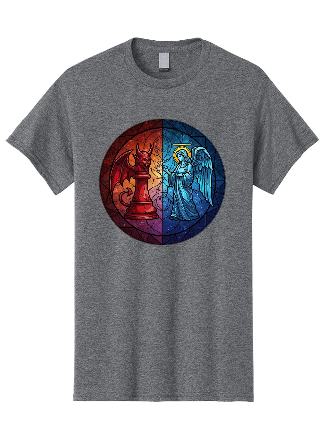 Angel-Vs-Devil-Chess-Piece Men'S Graphic Tee, 100% Cotton, Comfortable Casual Summer Wear, Machine Washable, Vintage Camera, Old Camera, Antique Camera, Black Camera, Classic Photography, Photography Equipment, Nostalgic Device, Film Camera, Bah428 3