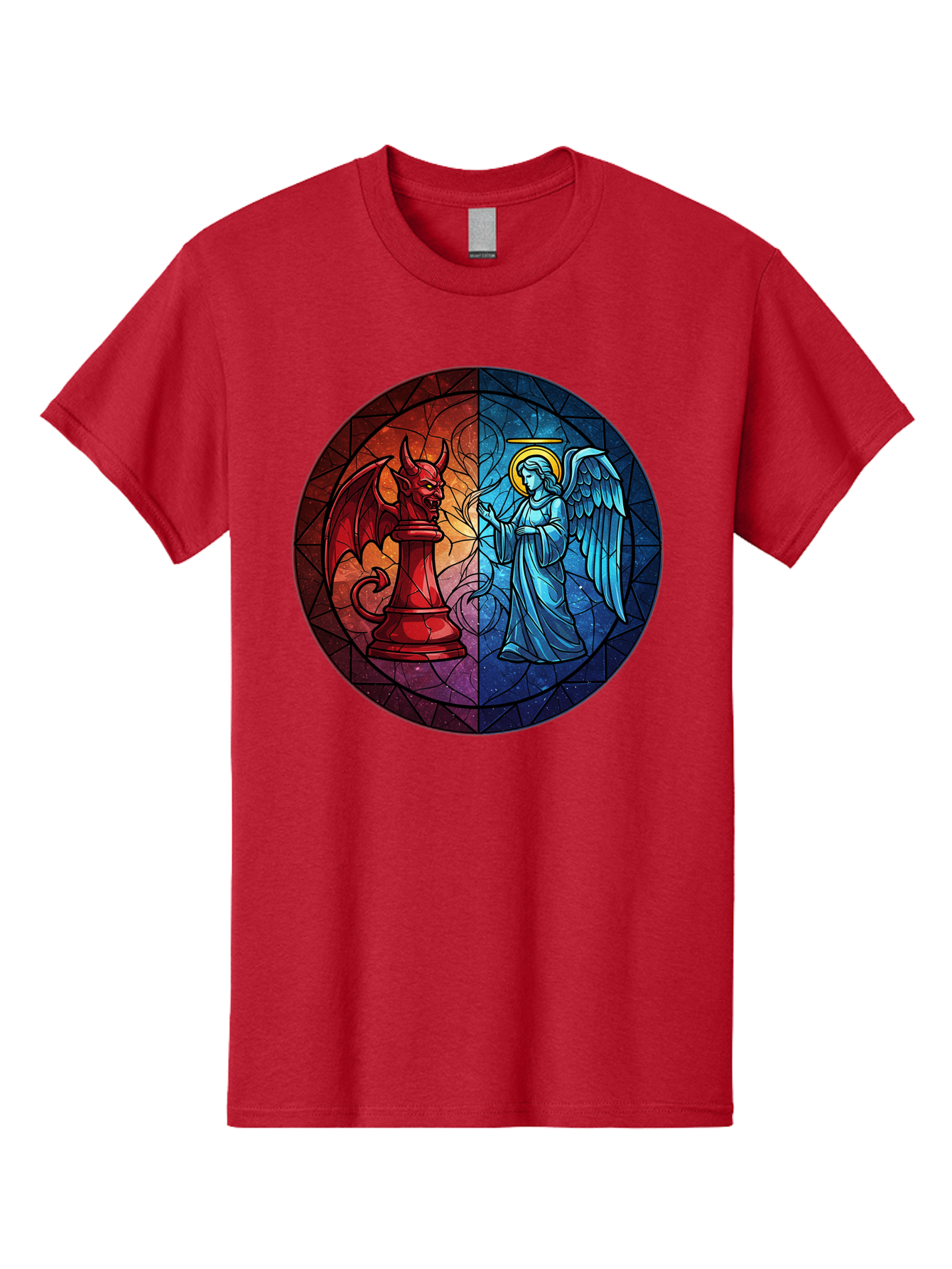Angel-Vs-Devil-Chess-Piece Men'S Graphic Tee, 100% Cotton, Comfortable Casual Summer Wear, Machine Washable, Vintage Camera, Old Camera, Antique Camera, Black Camera, Classic Photography, Photography Equipment, Nostalgic Device, Film Camera, Bah428