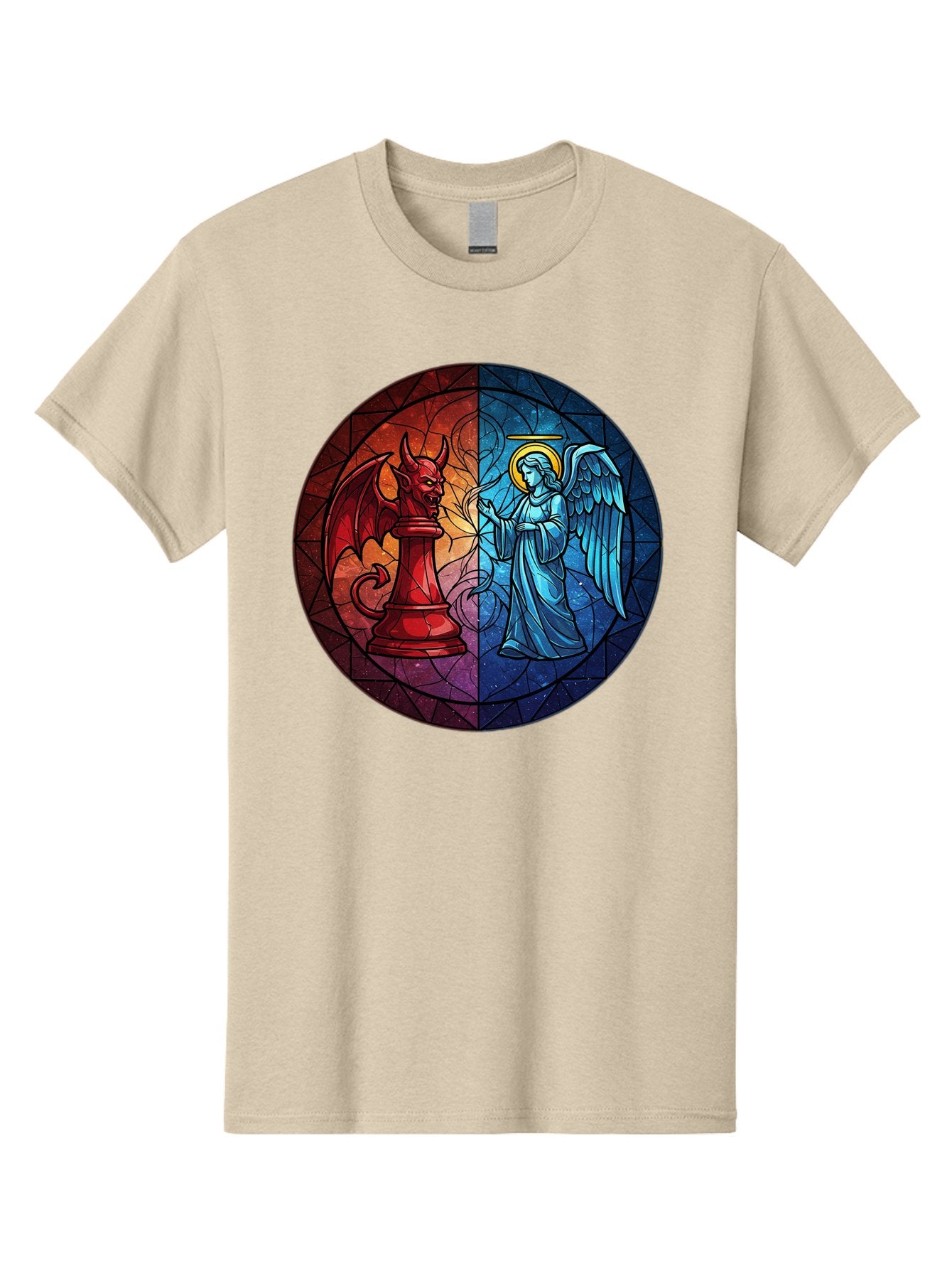 Angel-Vs-Devil-Chess-Piece Men'S Graphic Tee, 100% Cotton, Comfortable Casual Summer Wear, Machine Washable, Vintage Camera, Old Camera, Antique Camera, Black Camera, Classic Photography, Photography Equipment, Nostalgic Device, Film Camera, Bah428