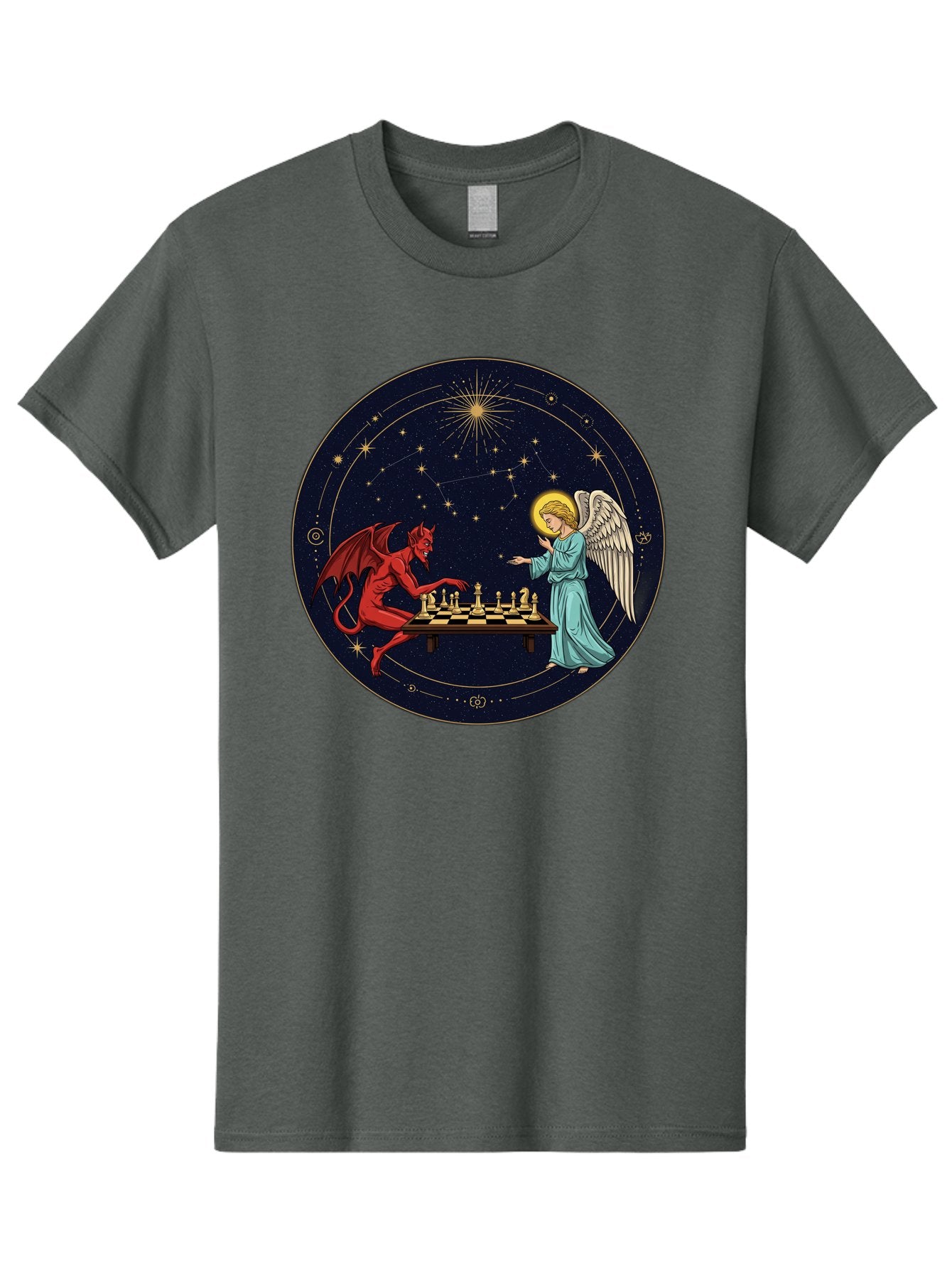 Angel-Vs-Devil-Chess Men'S Graphic Tee, 100% Cotton, Comfortable Casual Summer Wear, Machine Washable, Vintage Camera, Old Camera, Antique Camera, Black Camera, Classic Photography, Photography Equipment, Nostalgic Device, Film Camera, Bah429 3