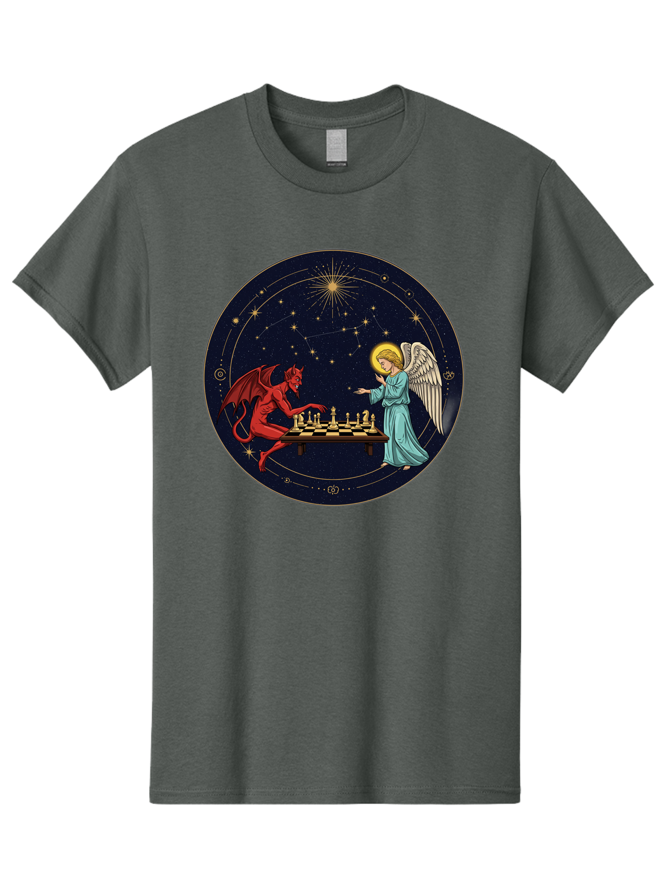 Angel-Vs-Devil-Chess Men'S Graphic Tee, 100% Cotton, Comfortable Casual Summer Wear, Machine Washable, Vintage Camera, Old Camera, Antique Camera, Black Camera, Classic Photography, Photography Equipment, Nostalgic Device, Film Camera, Bah429 9