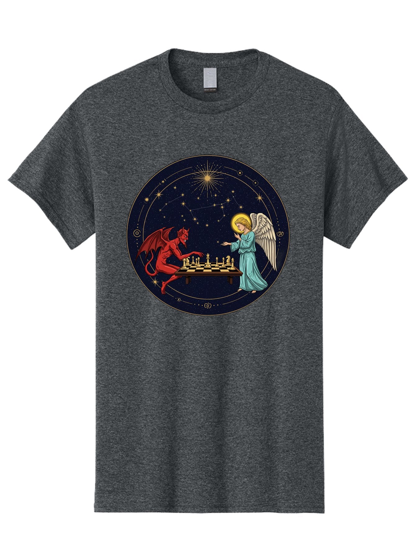 Angel-Vs-Devil-Chess Men'S Graphic Tee, 100% Cotton, Comfortable Casual Summer Wear, Machine Washable, Vintage Camera, Old Camera, Antique Camera, Black Camera, Classic Photography, Photography Equipment, Nostalgic Device, Film Camera, Bah429 11