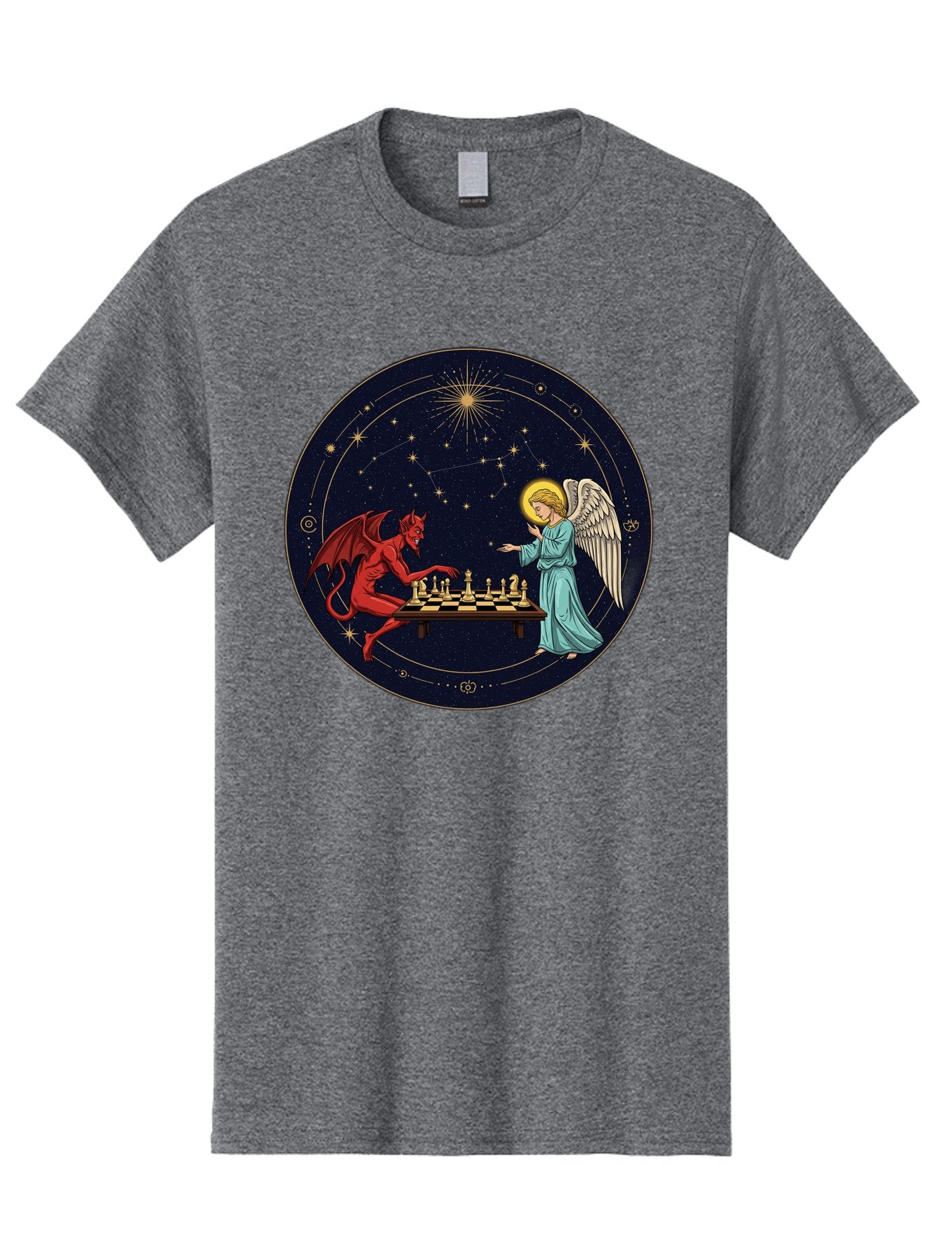 Angel-Vs-Devil-Chess Men'S Graphic Tee, 100% Cotton, Comfortable Casual Summer Wear, Machine Washable, Vintage Camera, Old Camera, Antique Camera, Black Camera, Classic Photography, Photography Equipment, Nostalgic Device, Film Camera, Bah429 6