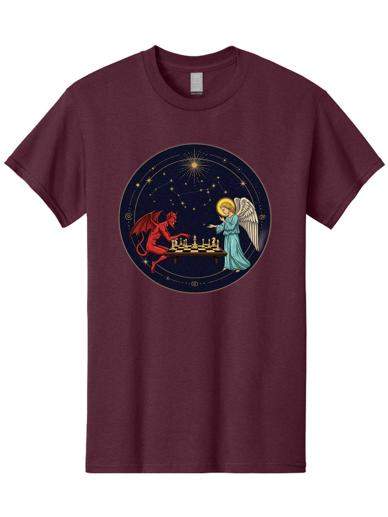 Angel-Vs-Devil-Chess Men'S Graphic Tee, 100% Cotton, Comfortable Casual Summer Wear, Machine Washable, Vintage Camera, Old Camera, Antique Camera, Black Camera, Classic Photography, Photography Equipment, Nostalgic Device, Film Camera, Bah429 8