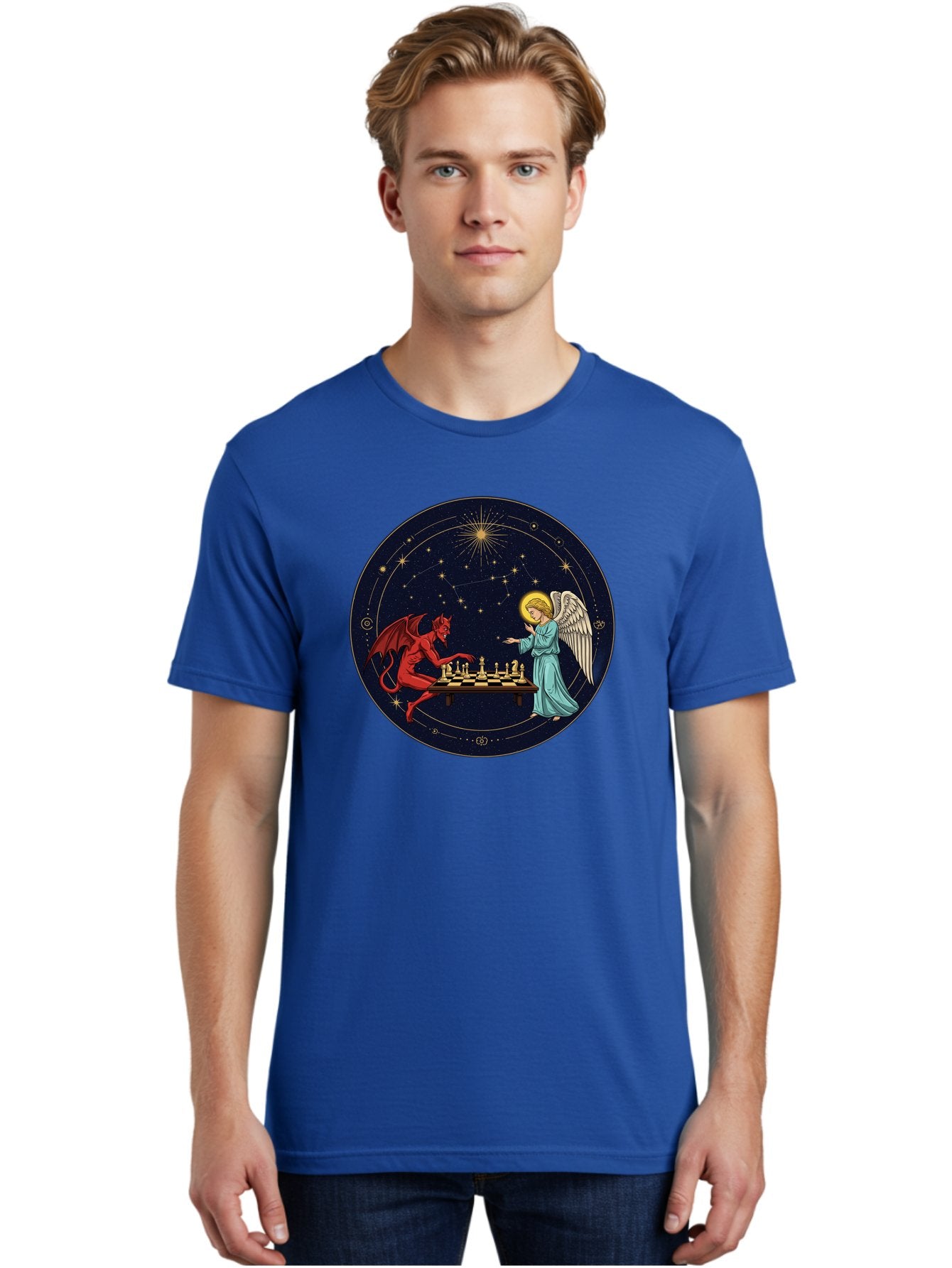 Angel-Vs-Devil-Chess Men'S Graphic Tee, 100% Cotton, Comfortable Casual Summer Wear, Machine Washable, Vintage Camera, Old Camera, Antique Camera, Black Camera, Classic Photography, Photography Equipment, Nostalgic Device, Film Camera, Bah429 29