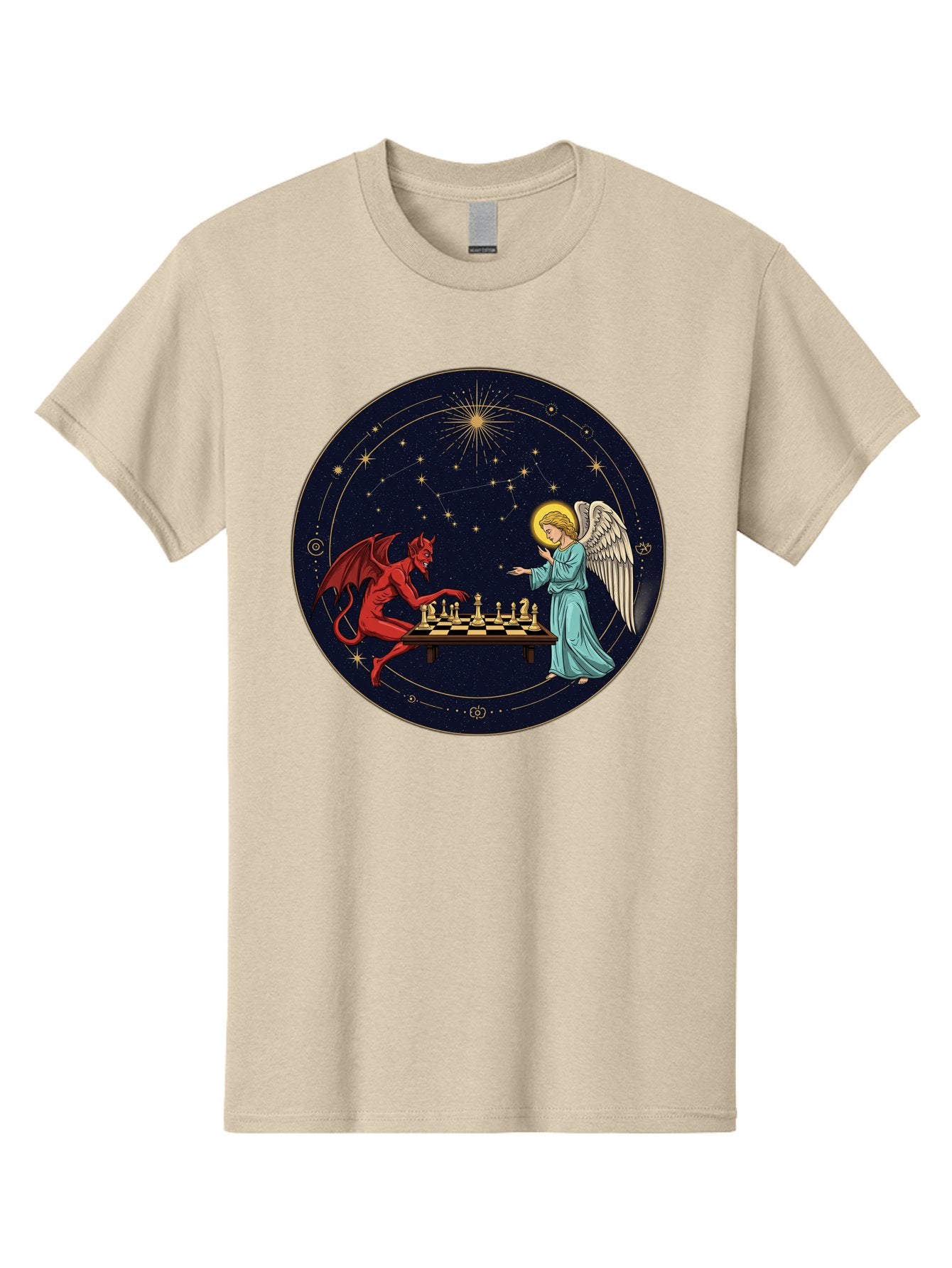 Angel-Vs-Devil-Chess Men'S Graphic Tee, 100% Cotton, Comfortable Casual Summer Wear, Machine Washable, Vintage Camera, Old Camera, Antique Camera, Black Camera, Classic Photography, Photography Equipment, Nostalgic Device, Film Camera, Bah429