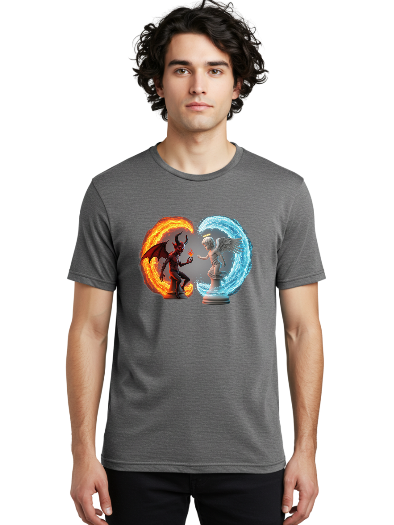 Angel-Vs-Devil Men'S Graphic Tee, 100% Cotton, Comfortable Casual Summer Wear, Machine Washable, Vintage Camera, Old Camera, Antique Camera, Black Camera, Classic Photography, Photography Equipment, Nostalgic Device, Film Camera, Camera Art Bah430 27