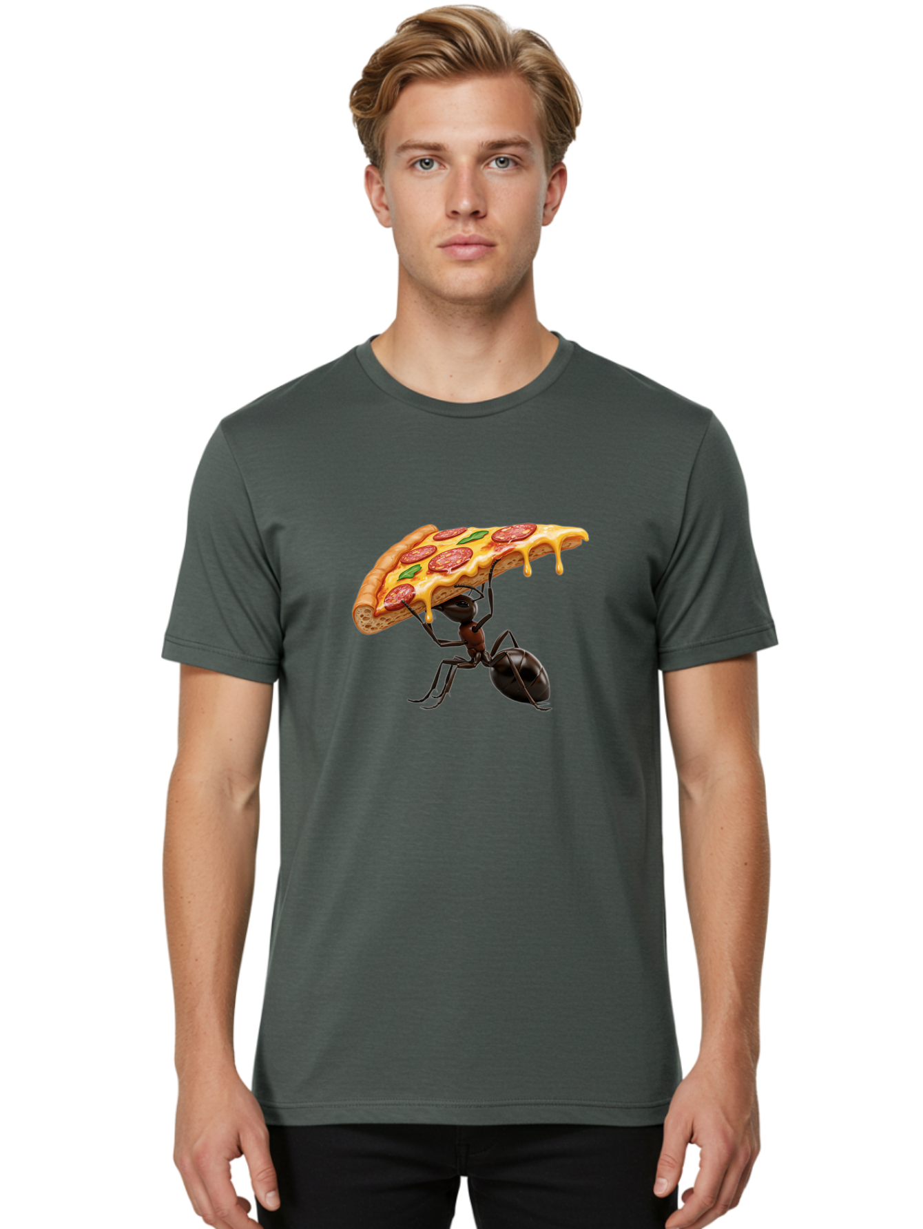 Ant-Holding-Pizza Men'S Graphic Tee, 100% Cotton, Comfortable Casual Summer Wear, Machine Washable, Vintage Camera, Old Camera, Antique Camera, Black Camera, Classic Photography, Photography Equipment, Nostalgic Device, Film Camera, Camera Art Bah446 22