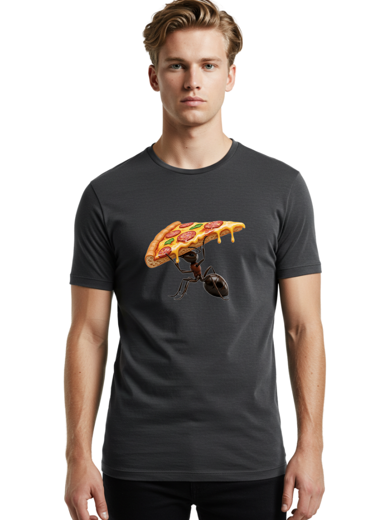 Ant-Holding-Pizza Men'S Graphic Tee, 100% Cotton, Comfortable Casual Summer Wear, Machine Washable, Vintage Camera, Old Camera, Antique Camera, Black Camera, Classic Photography, Photography Equipment, Nostalgic Device, Film Camera, Camera Art Bah446 29