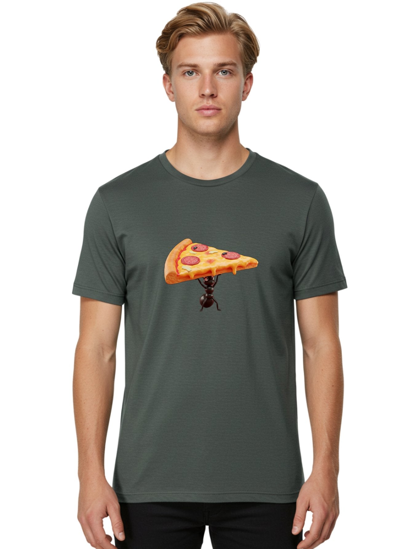 Ant-Lifting-Pizza-Slice Men'S Graphic Tee, 100% Cotton, Comfortable Casual Summer Wear, Machine Washable, Vintage Camera, Old Camera, Antique Camera, Black Camera, Classic Photography, Photography Equipment, Nostalgic Device, Film Camera, Bah447 16