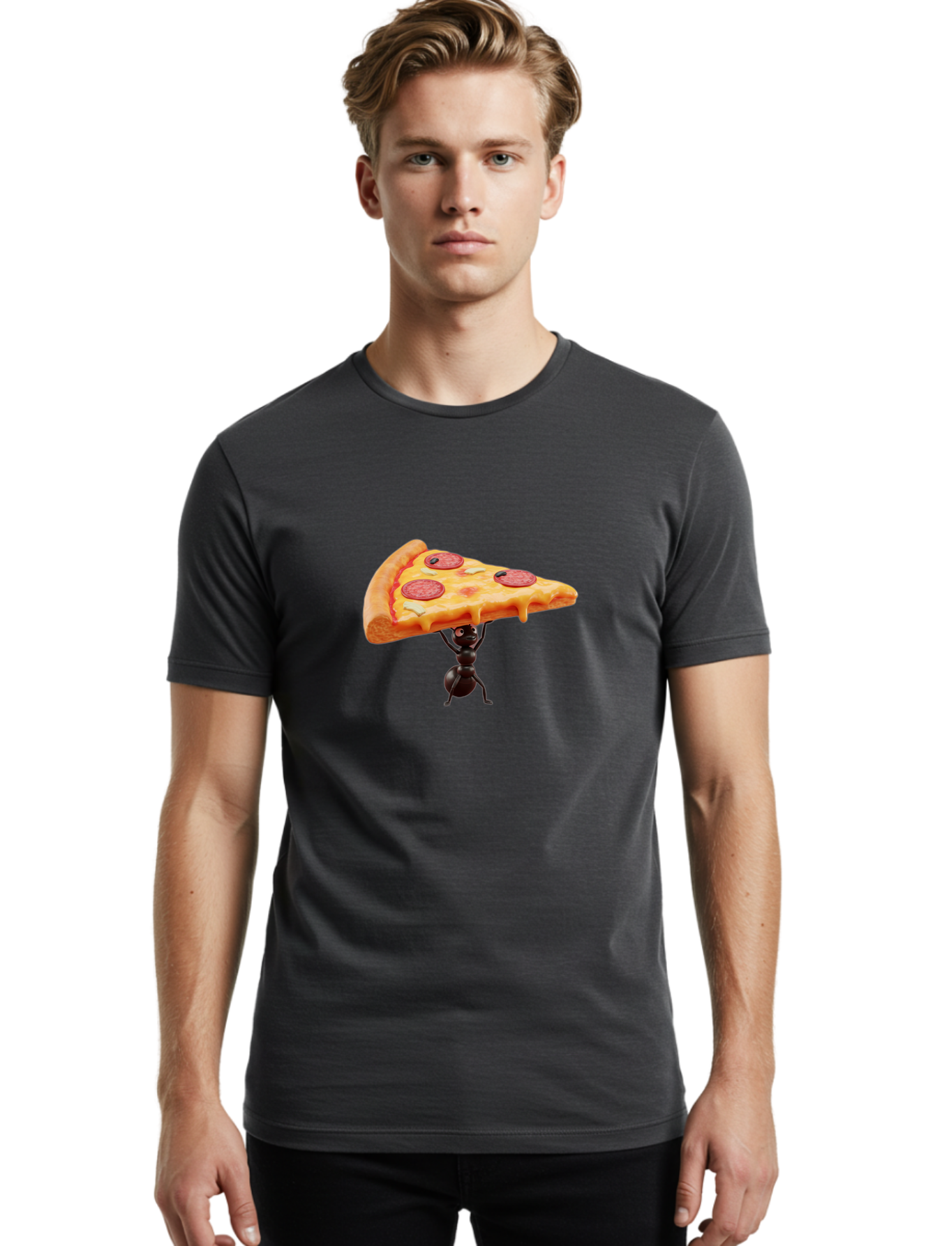Ant-Lifting-Pizza-Slice Men'S Graphic Tee, 100% Cotton, Comfortable Casual Summer Wear, Machine Washable, Vintage Camera, Old Camera, Antique Camera, Black Camera, Classic Photography, Photography Equipment, Nostalgic Device, Film Camera, Bah447 20