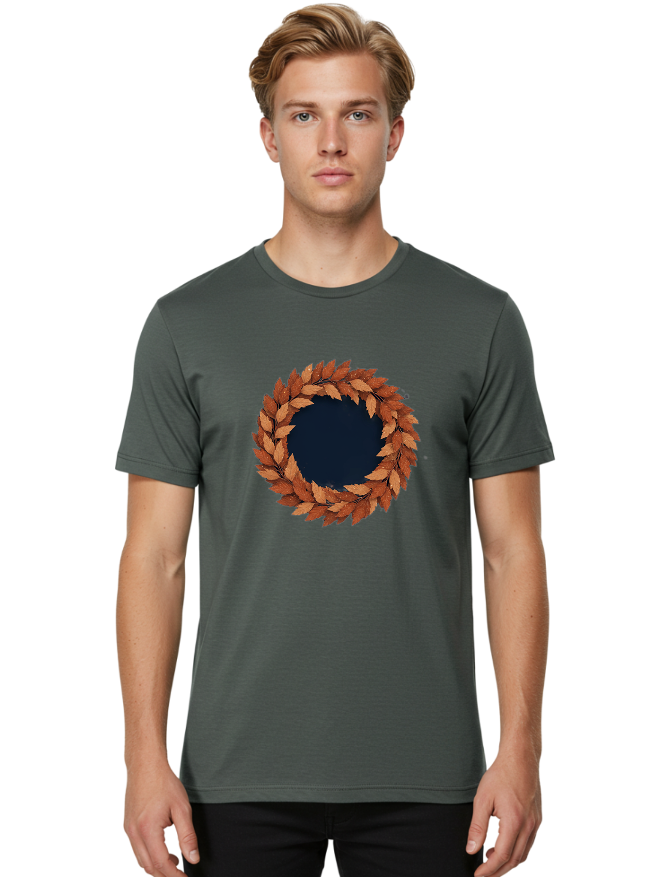 Autumn-Leaves-Wreath Men'S Graphic Tee, 100% Cotton, Comfortable Casual Summer Wear, Machine Washable, Vintage Camera, Old Camera, Antique Camera, Black Camera, Classic Photography, Photography Equipment, Nostalgic Device, Film Camera, Bah505 22