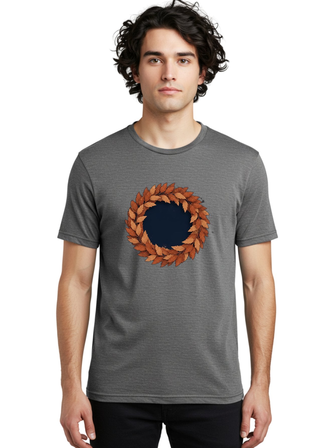 Autumn-Leaves-Wreath Men'S Graphic Tee, 100% Cotton, Comfortable Casual Summer Wear, Machine Washable, Vintage Camera, Old Camera, Antique Camera, Black Camera, Classic Photography, Photography Equipment, Nostalgic Device, Film Camera, Bah505 25